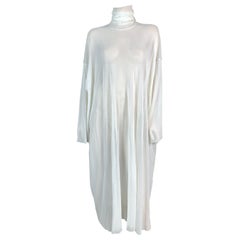 Vintage S/S 1999 Jean Paul Gaultier Sheer Ivory Baggy Mesh L/S Dress