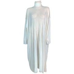 Vintage S/S 1999 Jean Paul Gaultier Sheer Ivory Baggy Mesh L/S Dress