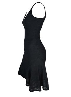 S/S 1999 John Galliano Stretch Knit Sheer Flare Black Sweater Dress
