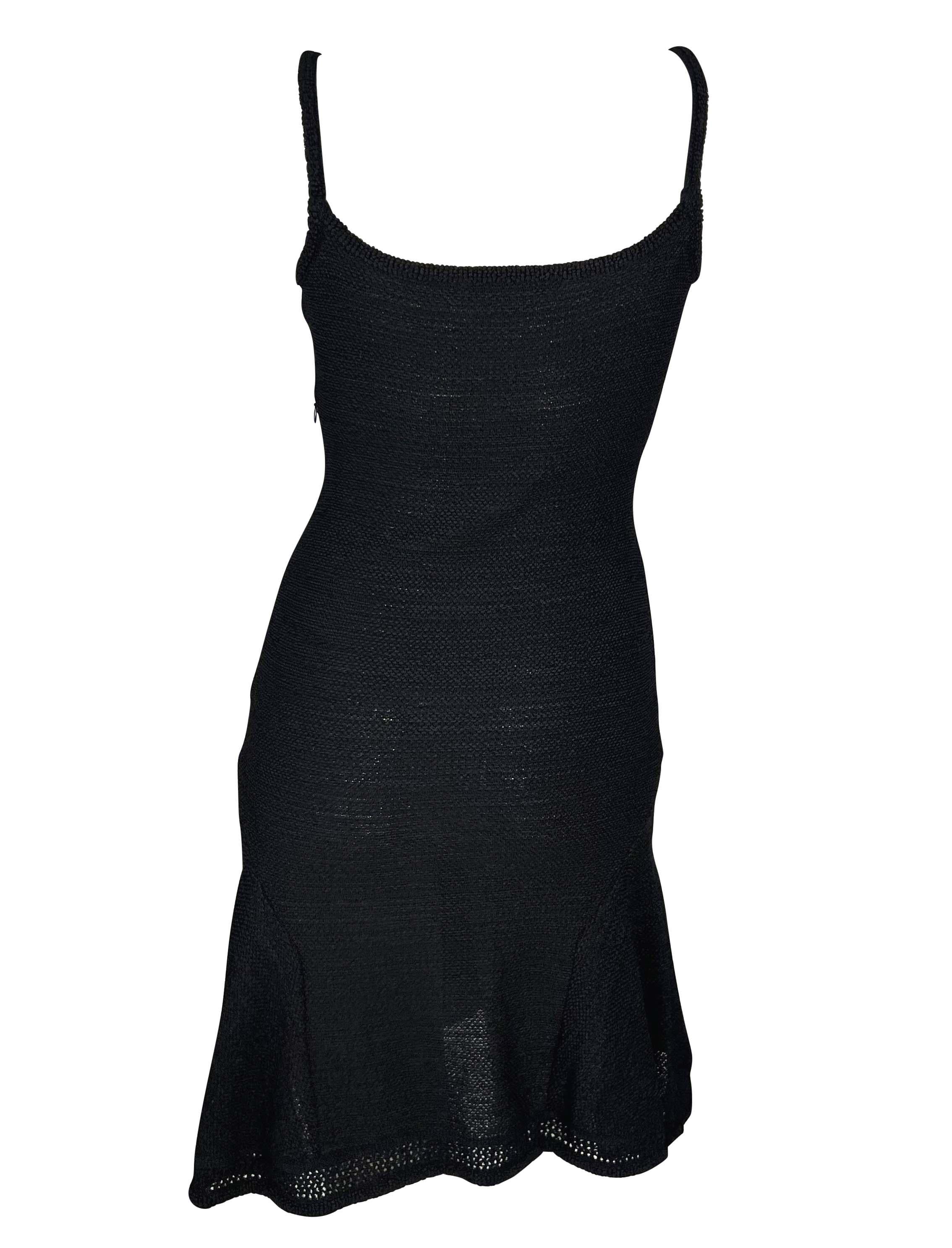 S/S 1999 John Galliano Stretch Knit Sheer Flare Black Sweater Dress In Good Condition For Sale In West Hollywood, CA