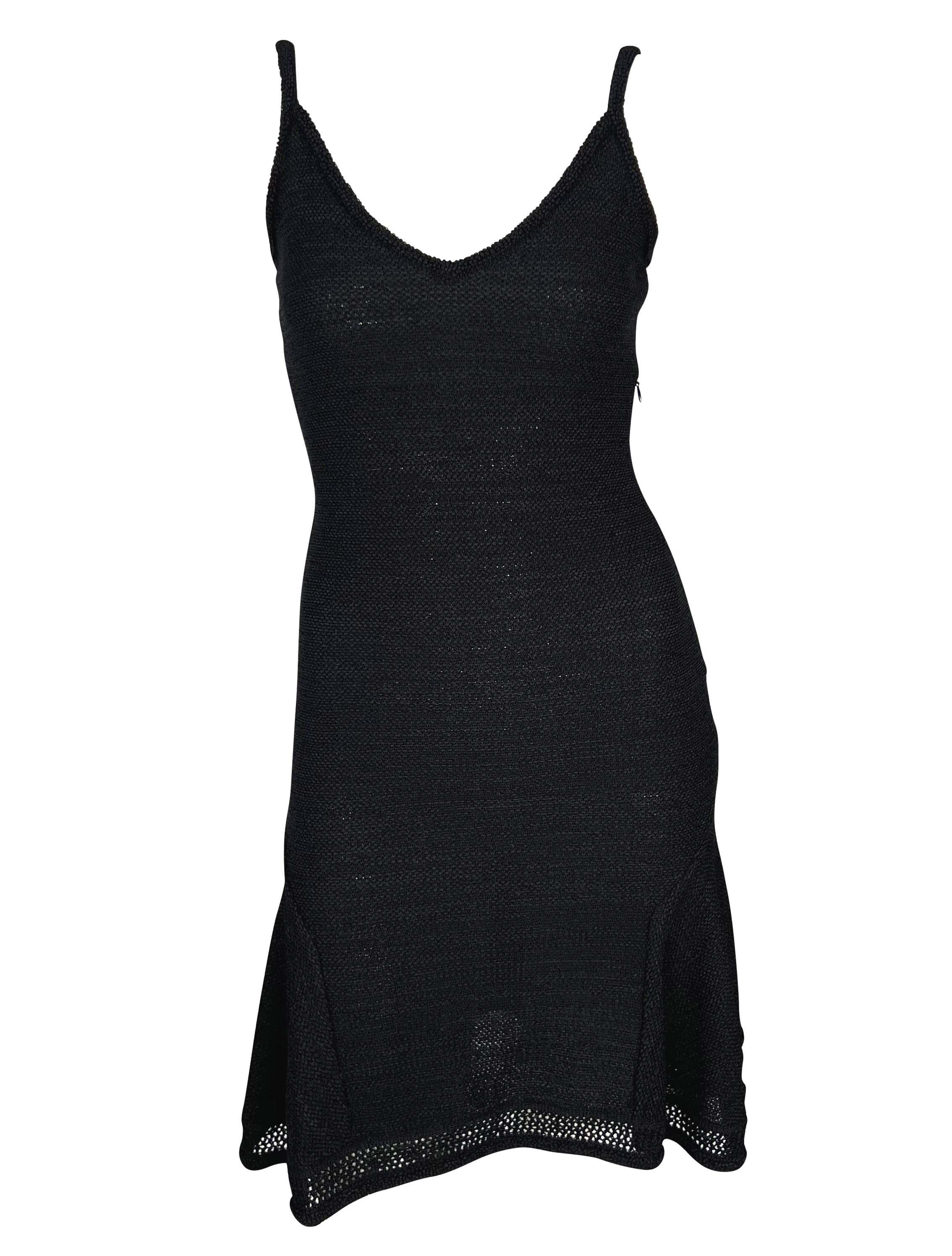 S/S 1999 John Galliano Stretch Knit Sheer Flare Black Sweater Dress For Sale 2