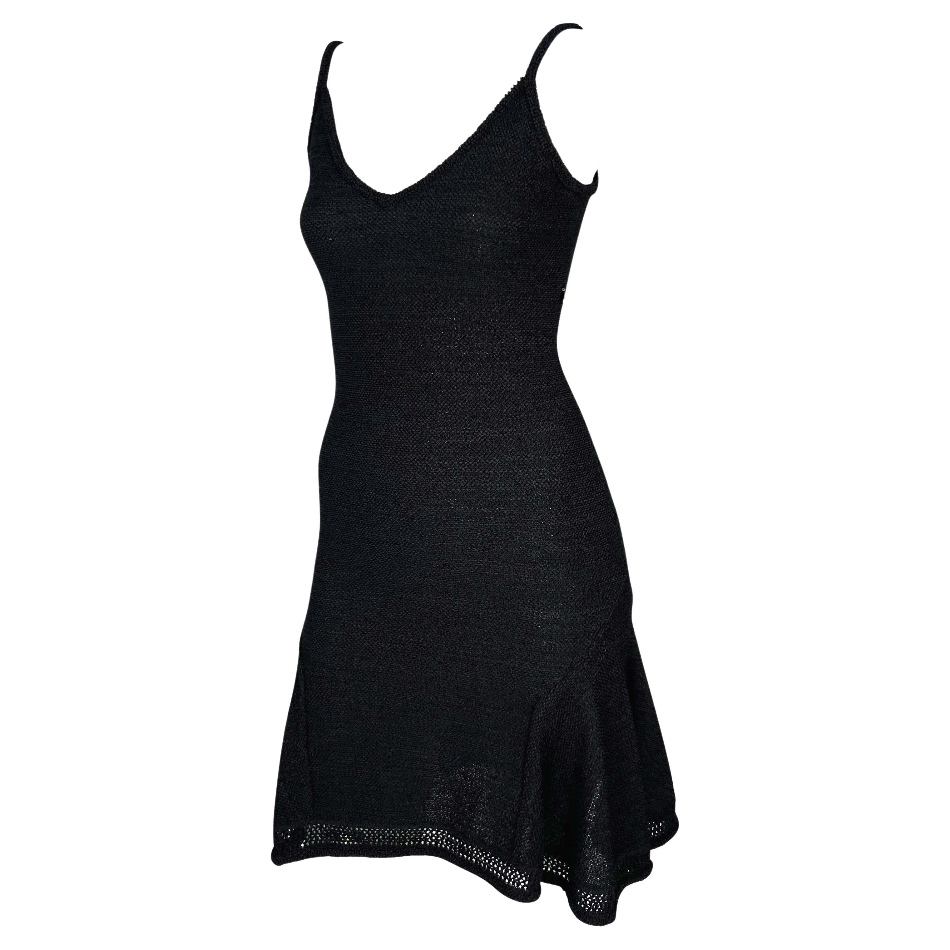 S/S 1999 John Galliano Stretch Knit Sheer Flare Black Sweater Dress