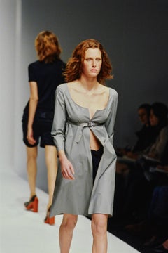 S/S 1999 Miu Miu Runway Belted Pale Grey Tech Dress