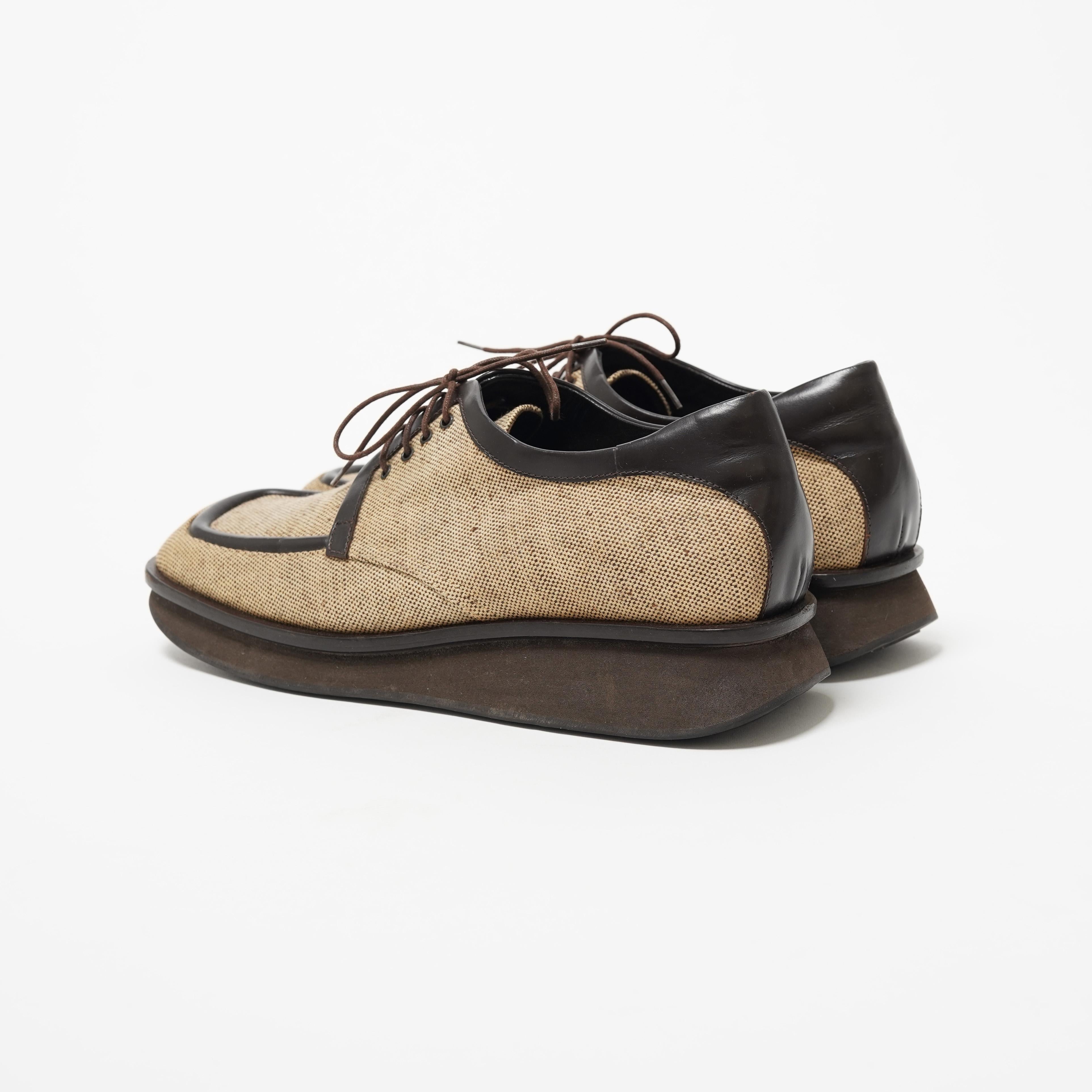 S/S 1999 Prada Canvas Square-Toe Platform Loafers Size 40 Bon état - En vente à Berlin, DE