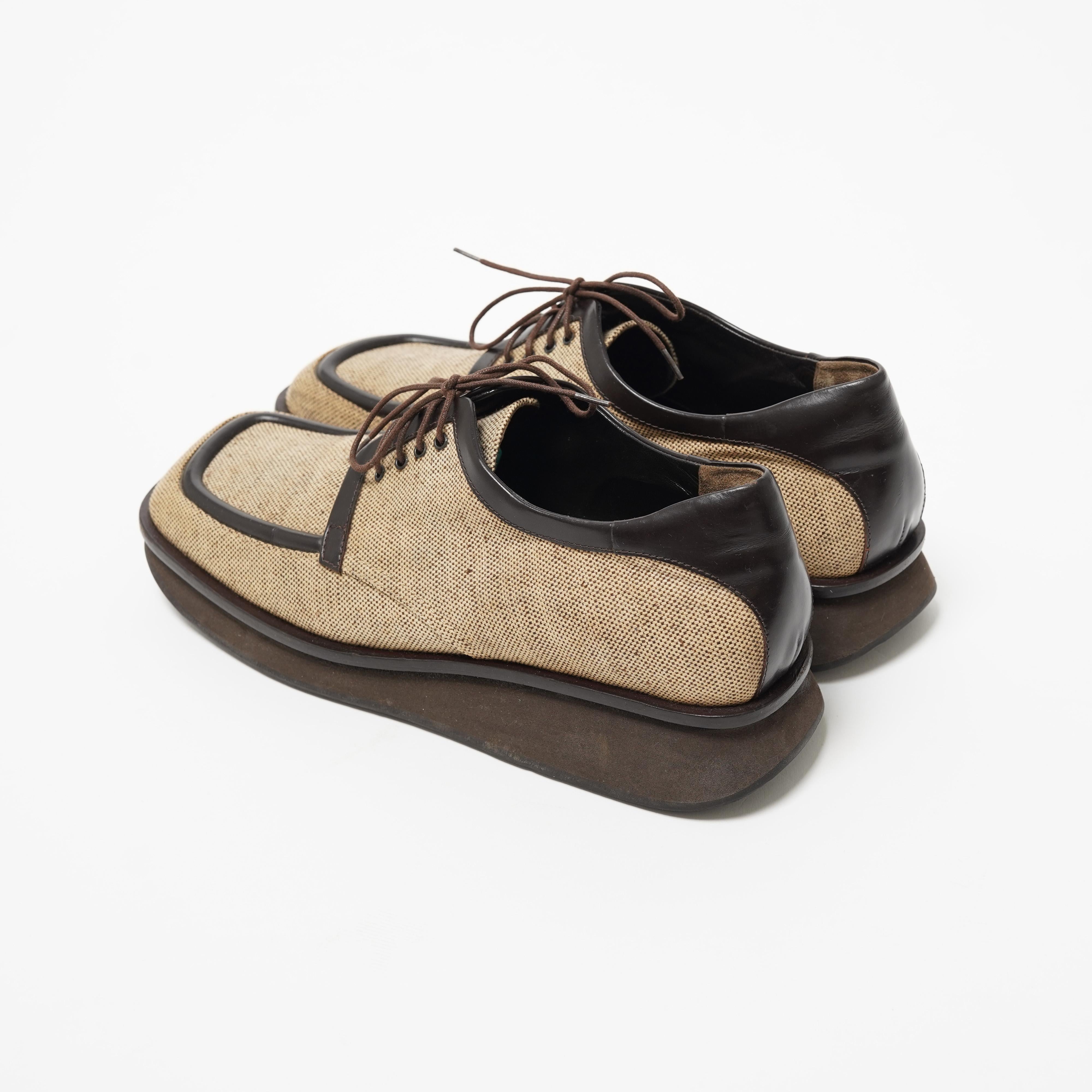 S/S 1999 Prada Canvas Square-Toe Platform Loafers Size 40 Pour femmes en vente