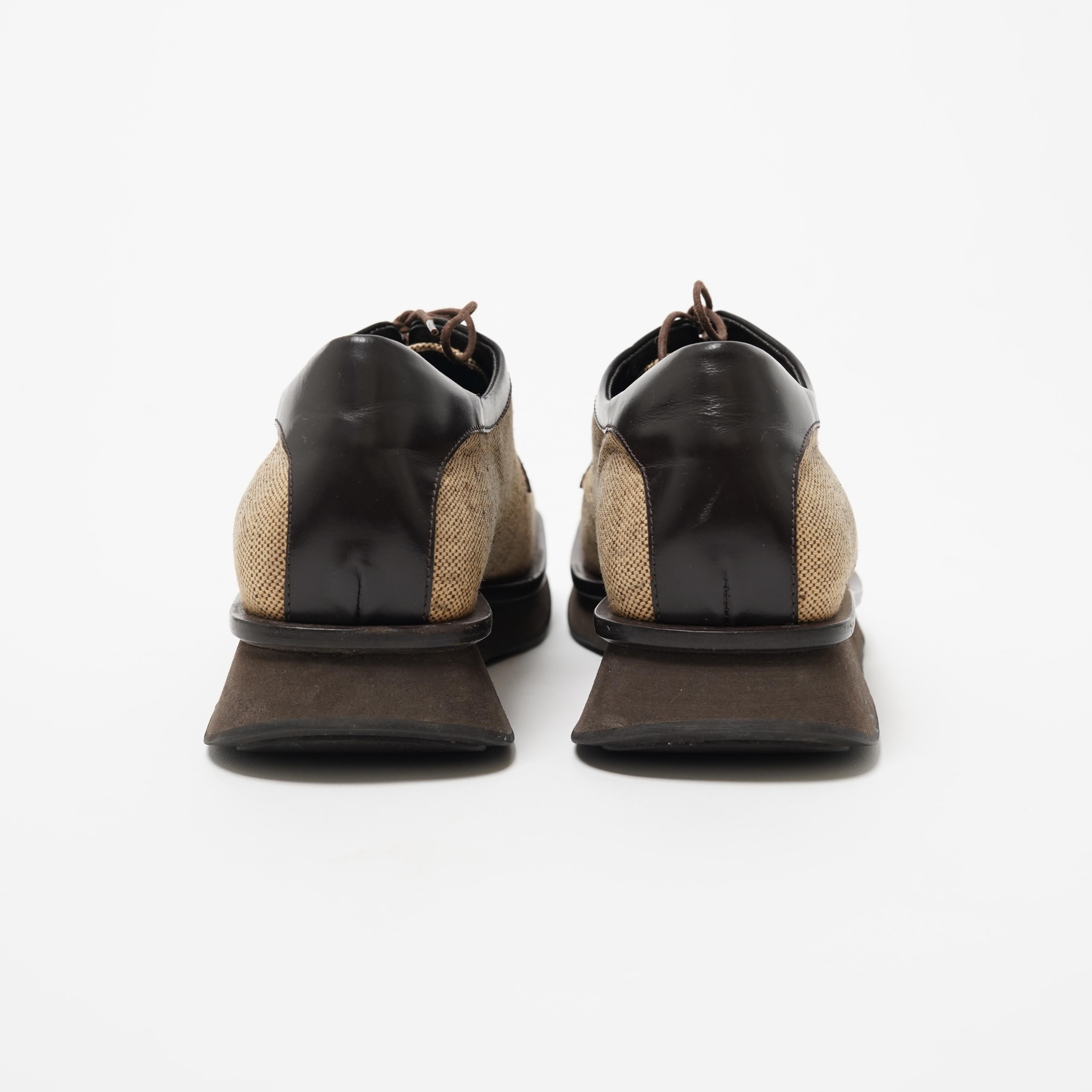 S/S 1999 Prada Canvas Square-Toe Platform Loafers Size 40 en vente 1