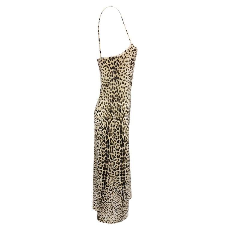 roberto cavalli slip dress Tortoise Leopard Print Silk High Slit Gown – PauméLosAngeles Embodying the unmistakable glamour of the Roberto Cavalli DNA Roberto Cavalli Slip Dress -