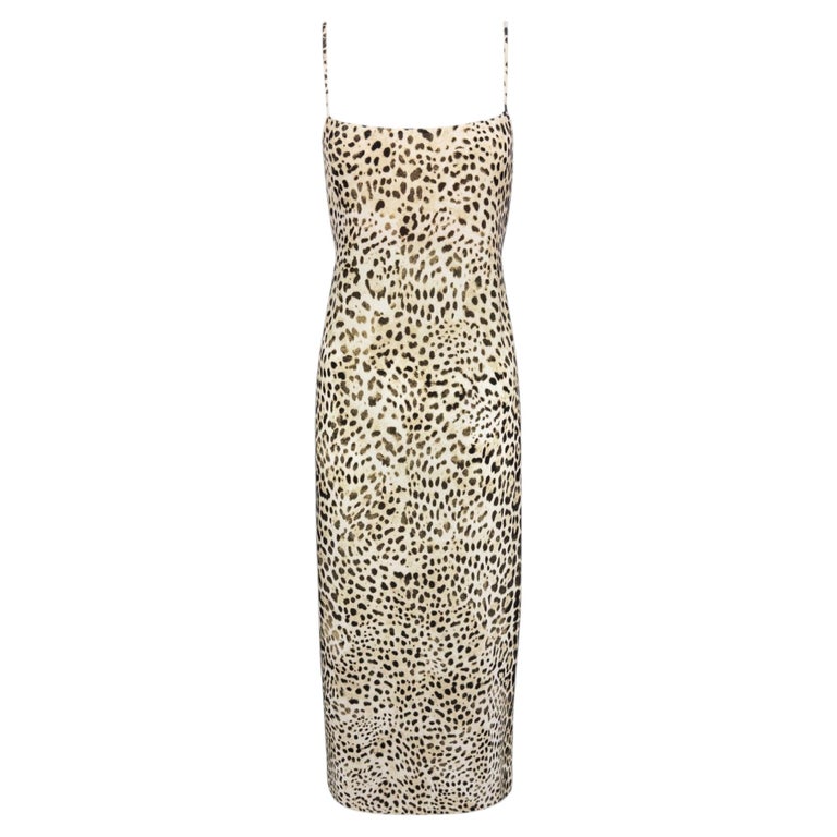 roberto cavalli slip dress Tortoise Leopard Print Silk High Slit Gown PaumLosAngeles Embodying the unmistakable glamour of the Roberto Cavalli DNA Roberto Cavalli Slip Dress -
