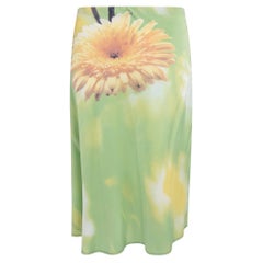 S/S 1999 Roberto Cavalli Silk Satin Floral Print Pierced Skirt Large