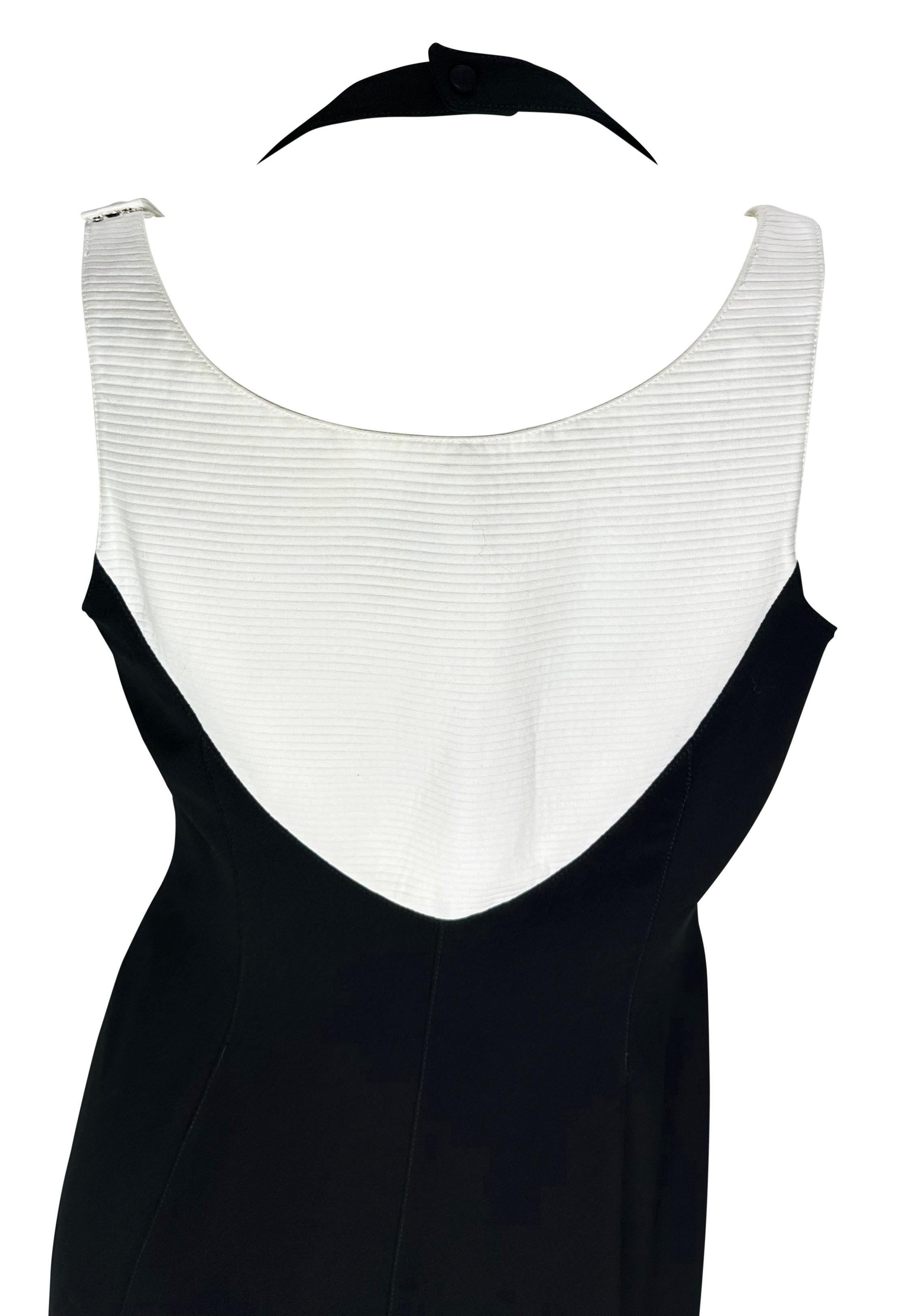 S/S 1999 Thierry Mugler Runway Black White Halter Cinched Flare Evening Gown 4