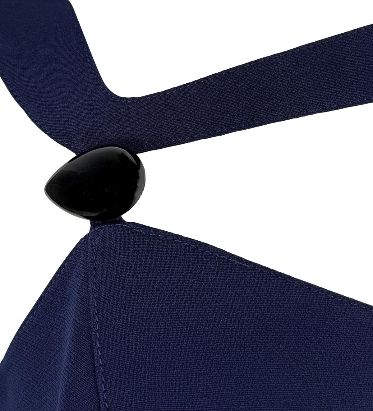 Black S/S 1999 Thierry Mugler Runway Navy Abstract Brooch Midi Pencil Dress For Sale