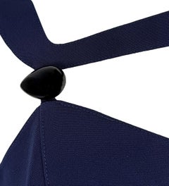 S/S 1999 Thierry Mugler Runway Navy Abstract Brooch Midi Pencil Dress