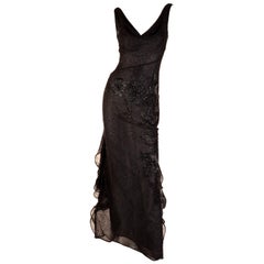 S/S 1999 GIANNI VERSACE ATELIER RUNWAY BLACK BEADED GOWN WORN by CARMEN KAAS