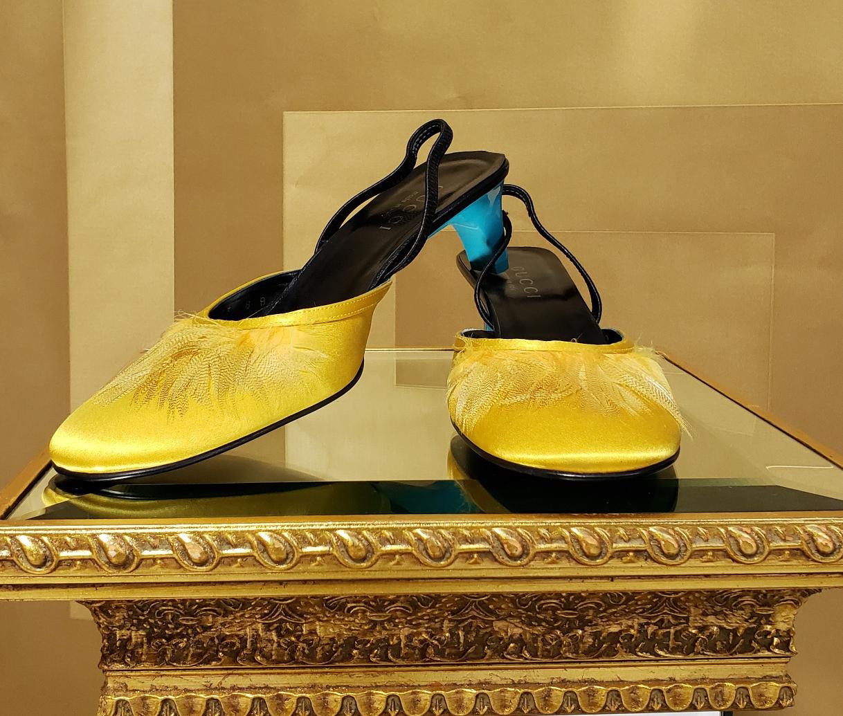 yellow satin shoes