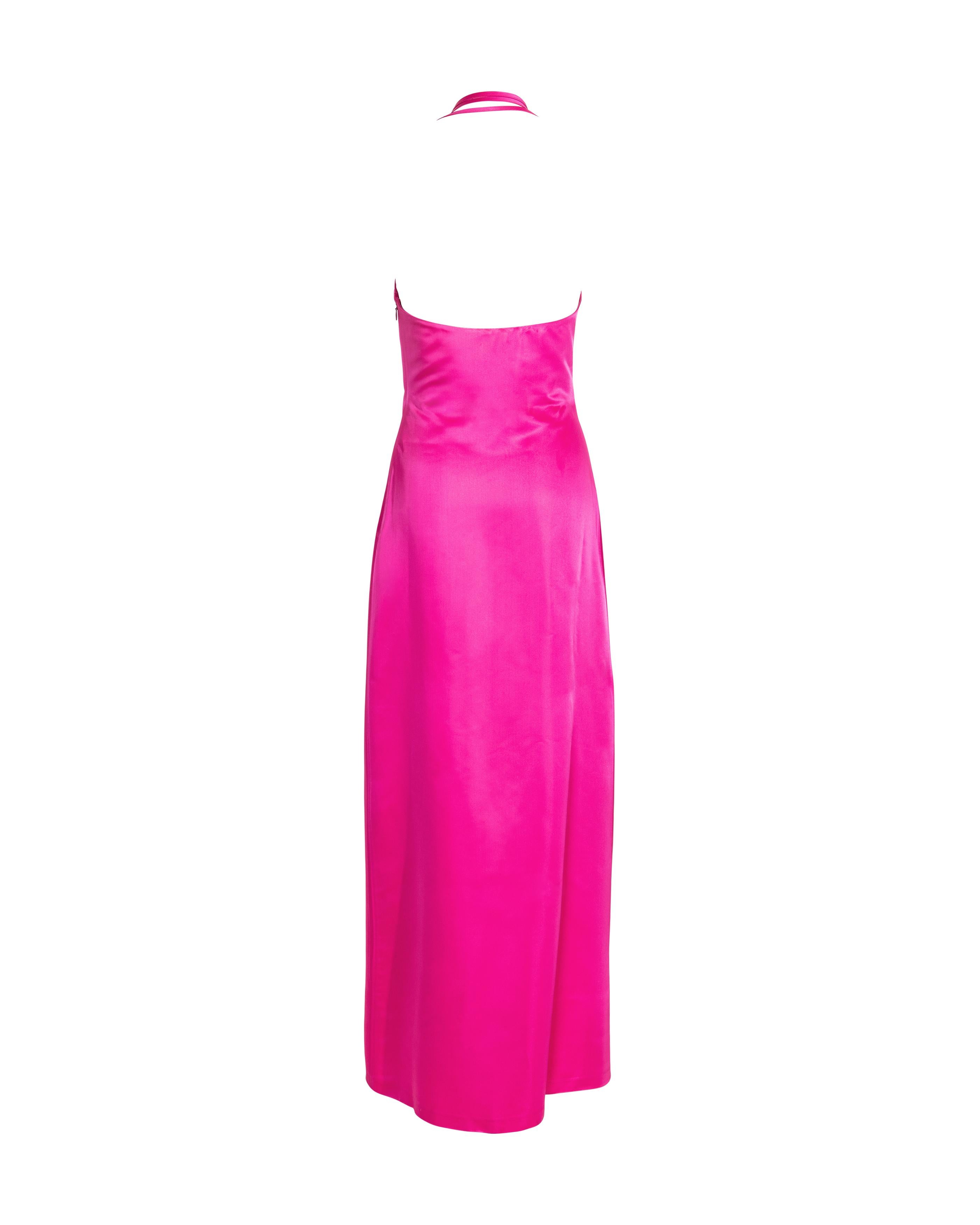 S/S 1999 Vivienne Westwood Red Label Hot Pink Silk Gown with Front Ties In Good Condition For Sale In North Hollywood, CA