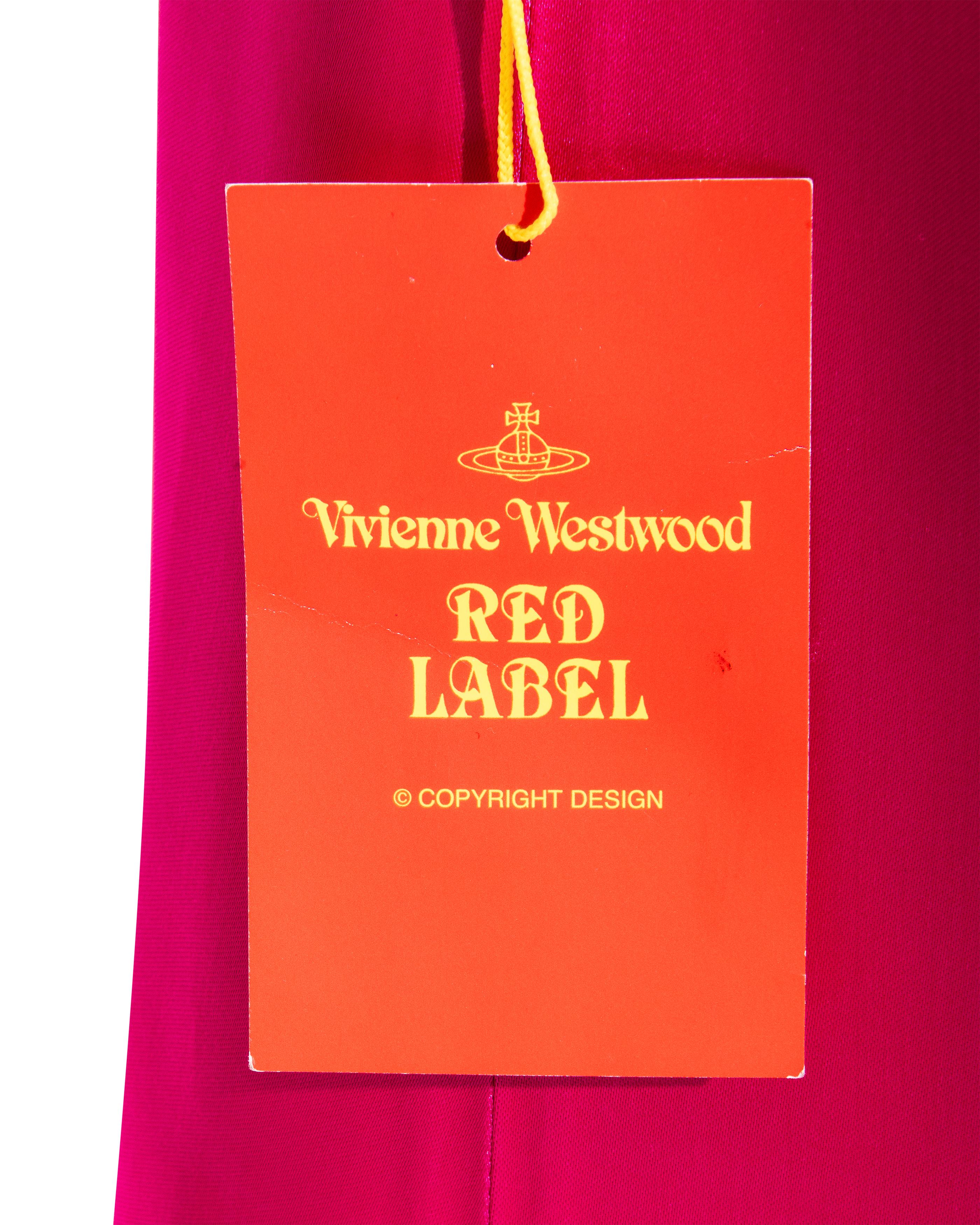 S/S 1999 Vivienne Westwood Red Label Hot Pink Silk Gown with Front Ties For Sale 2