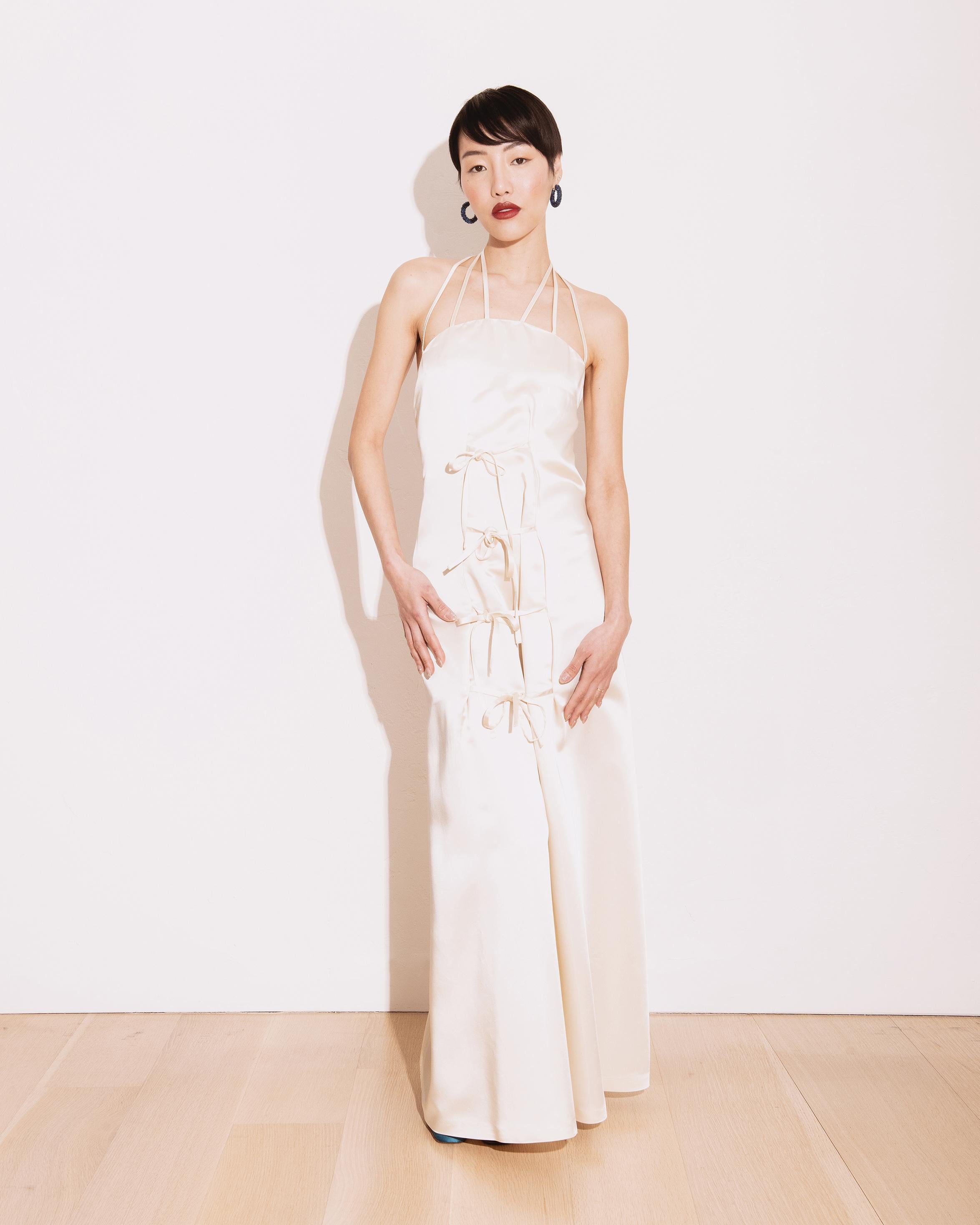 S/S 1999 Vivienne Westwood Red Label White Silk Gown with Front Ties 1