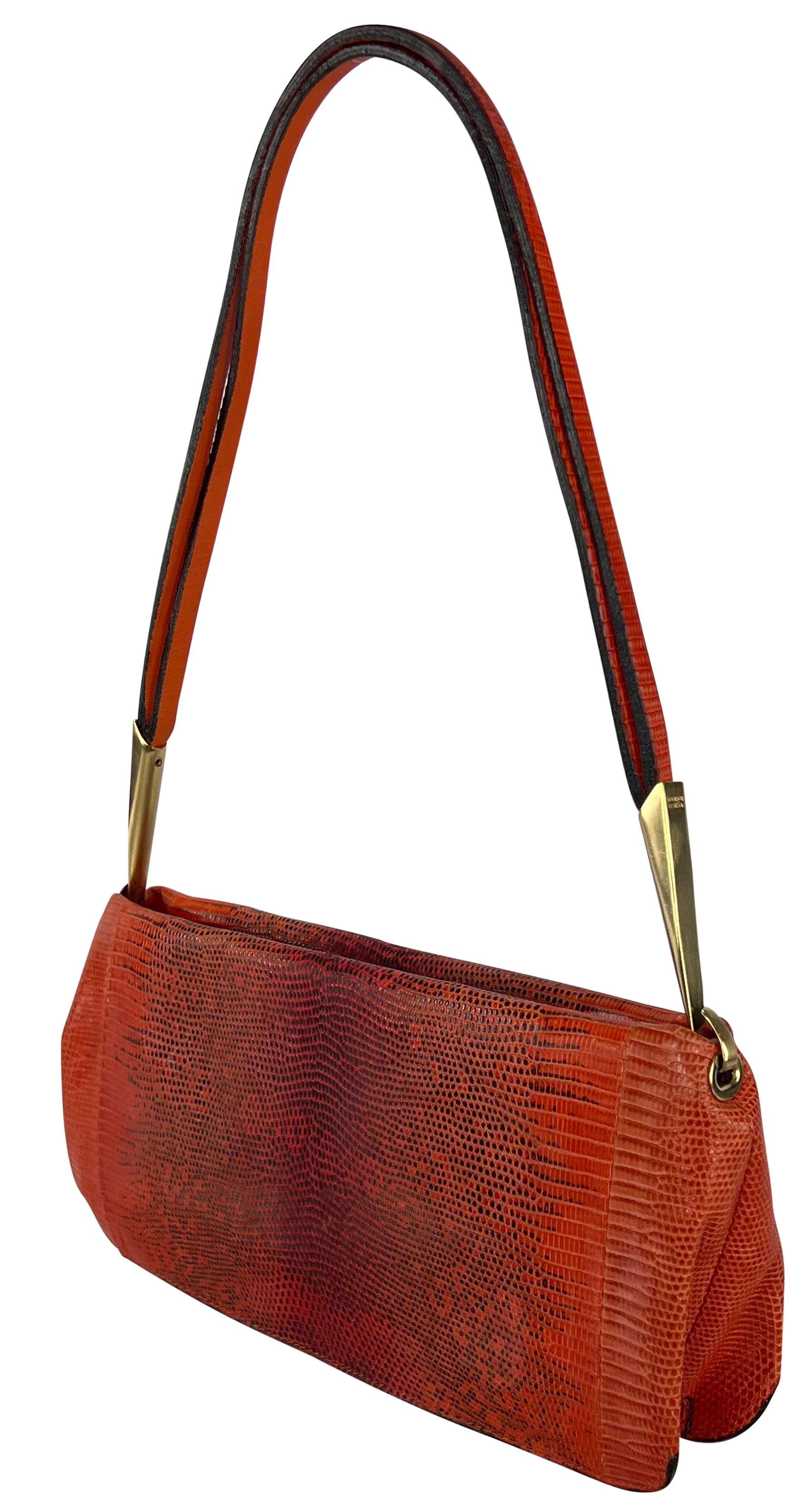 S/S 2000 Bottega Veneta Orange Genuine Ring Lizard Skin Shoulder Bag 1