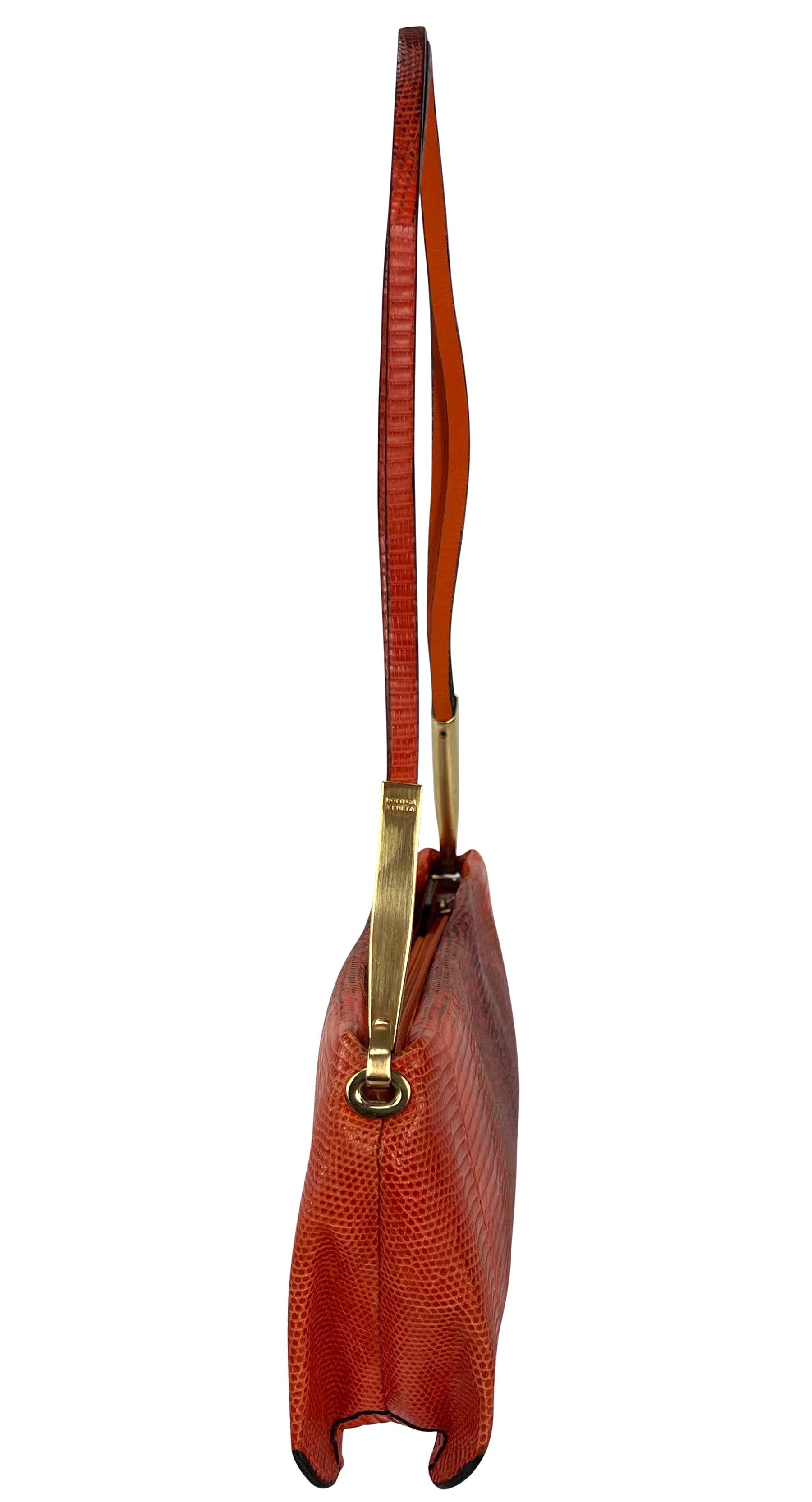 S/S 2000 Bottega Veneta Orange Genuine Ring Lizard Skin Shoulder Bag 2