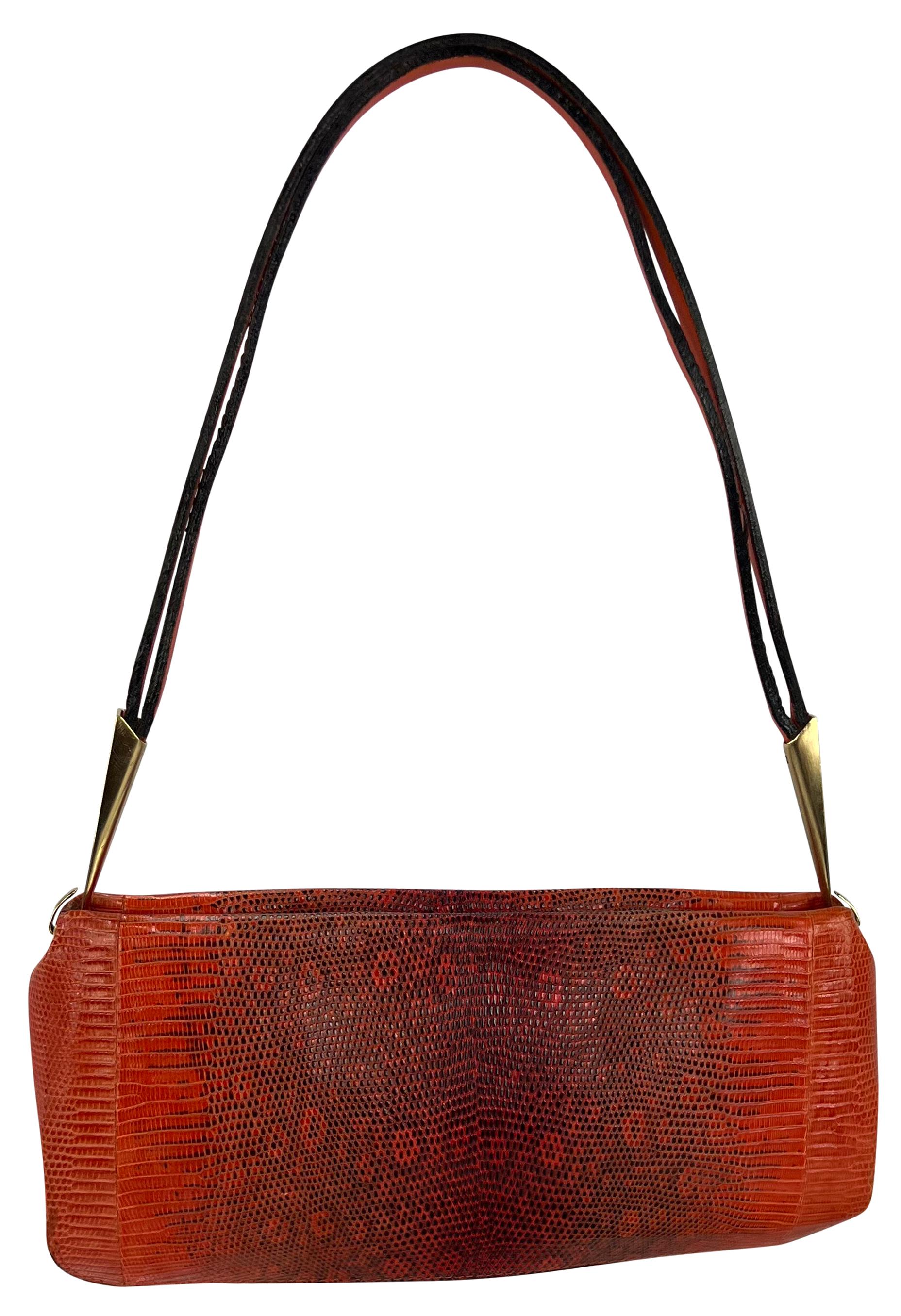 S/S 2000 Bottega Veneta Orange Genuine Ring Lizard Skin Shoulder Bag 3