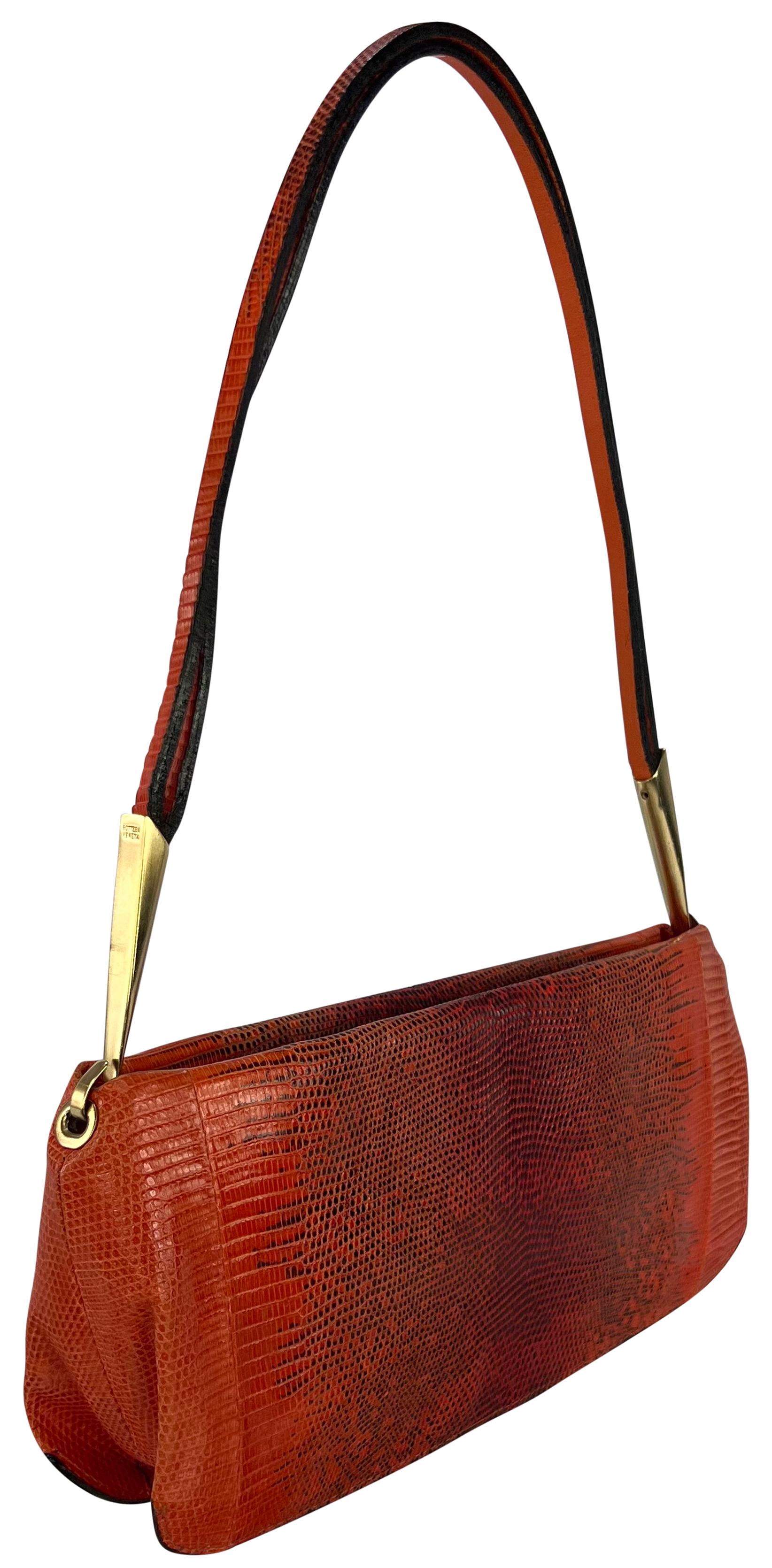 S/S 2000 Bottega Veneta Orange Genuine Ring Lizard Skin Shoulder Bag 4