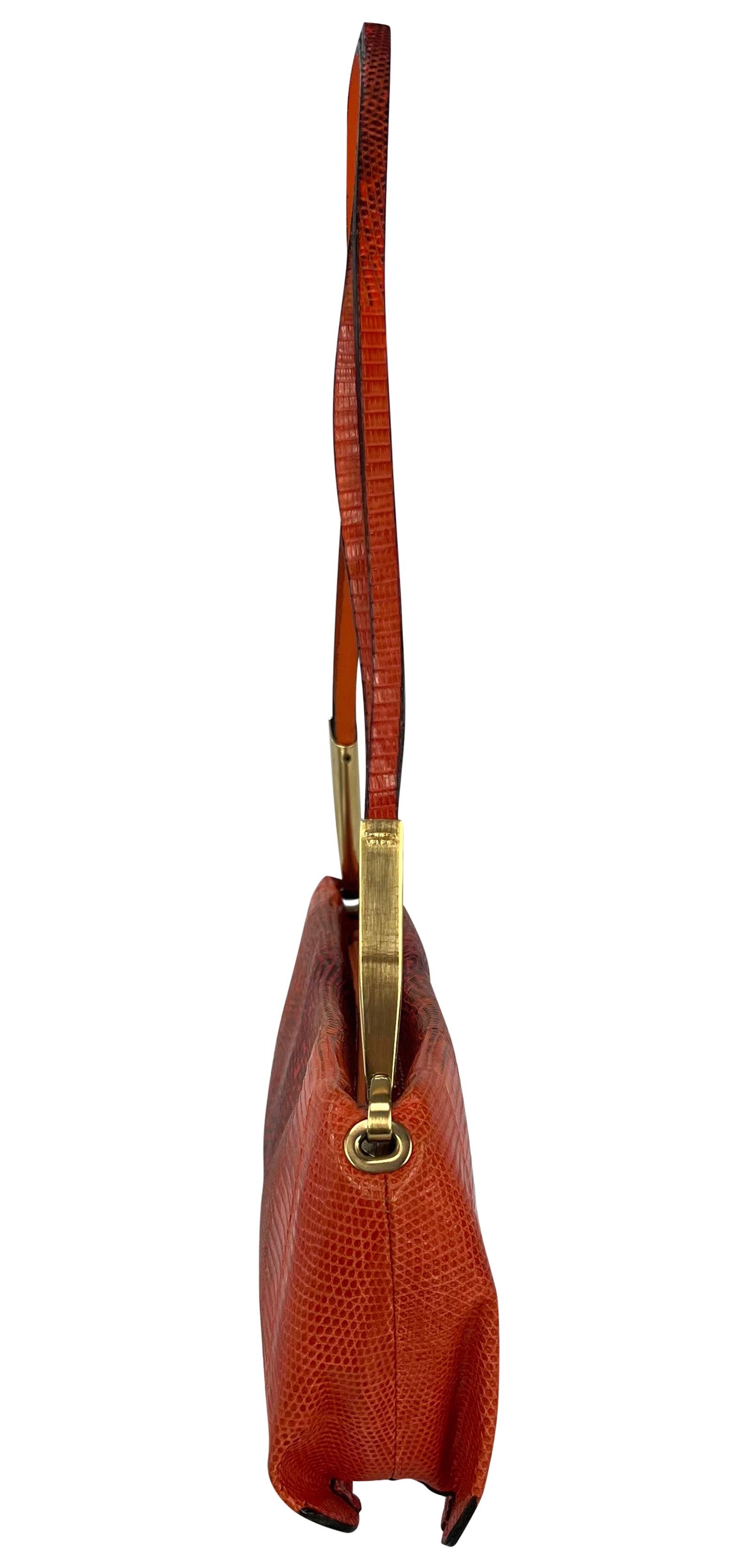 S/S 2000 Bottega Veneta Orange Genuine Ring Lizard Skin Shoulder Bag 5