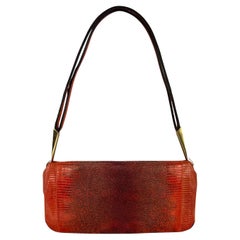 S/S 2000 Bottega Veneta Orange Genuine Ring Lizard Skin Shoulder Bag