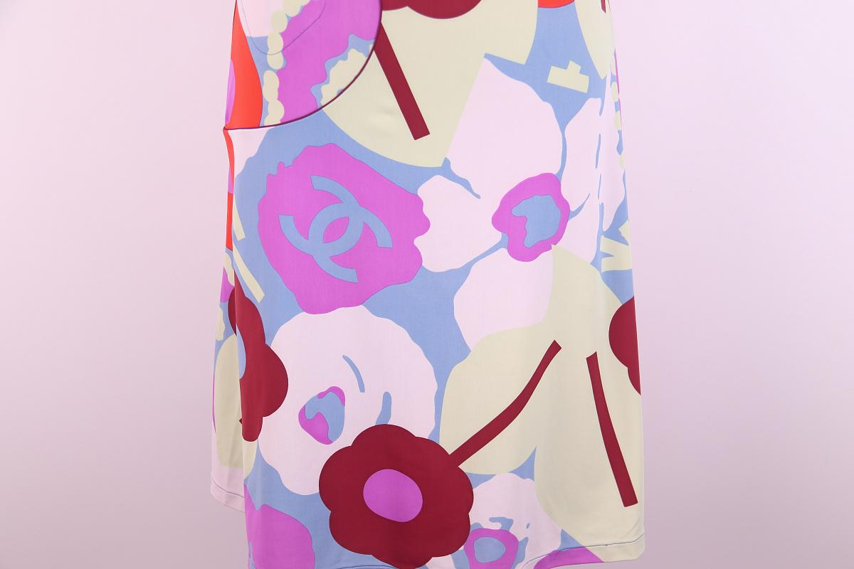 F/S 2000 Chanel Kleid 'CC' mit Blumendruck im Angebot 5