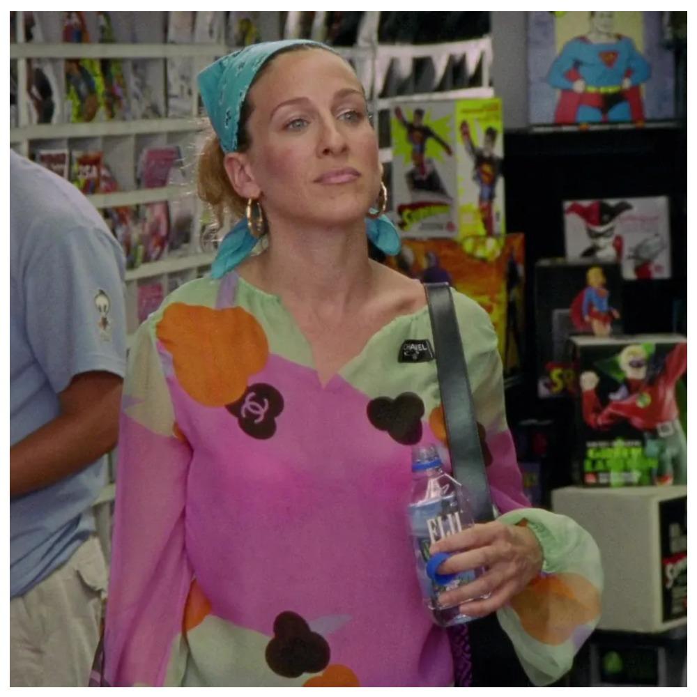 F/S 2000 Chanel Kleid 'CC' mit Blumendruck im Angebot 7