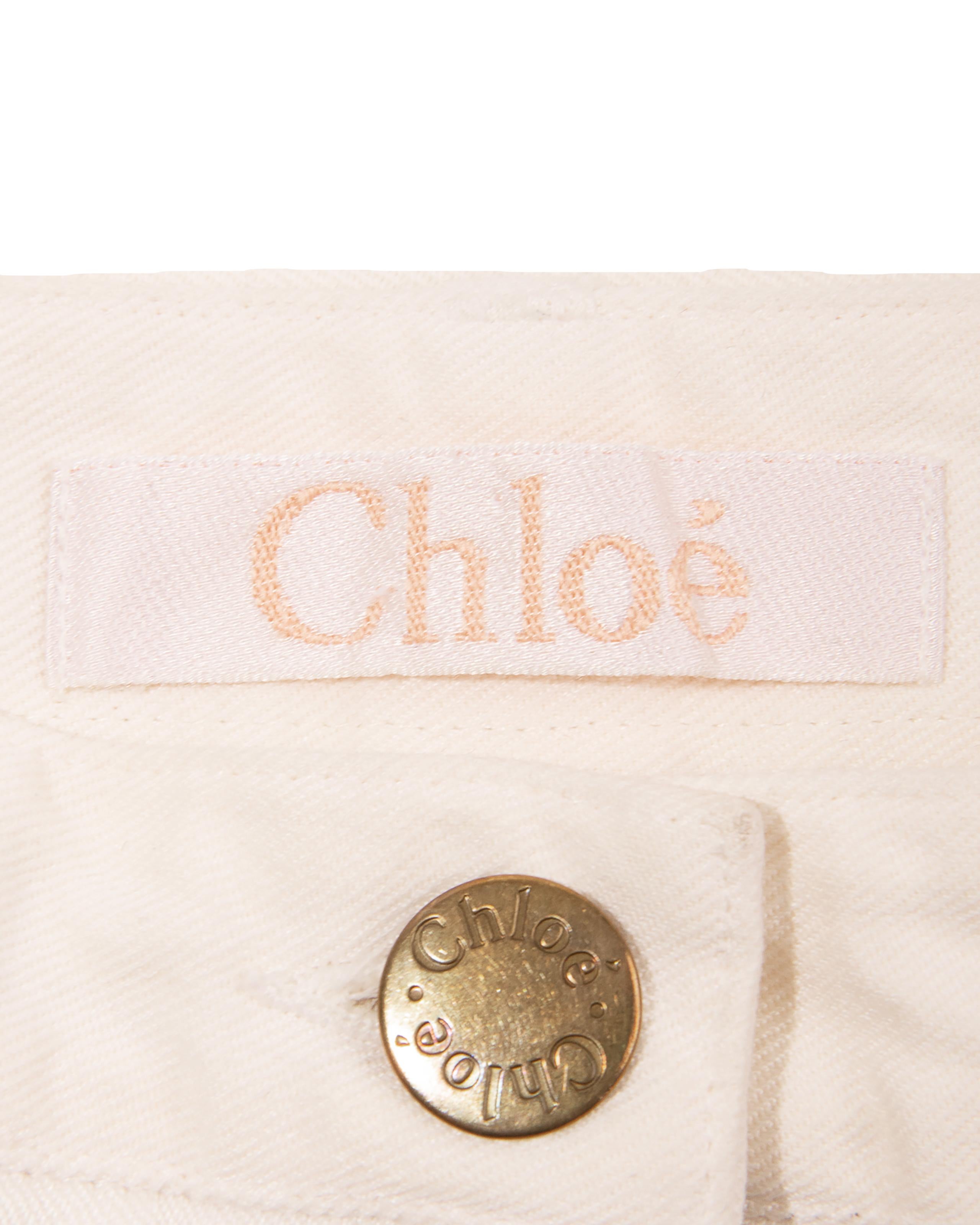 S/S 2000 Chloe by Stella McCartney Cream Jeans with Embroidered Animals 3