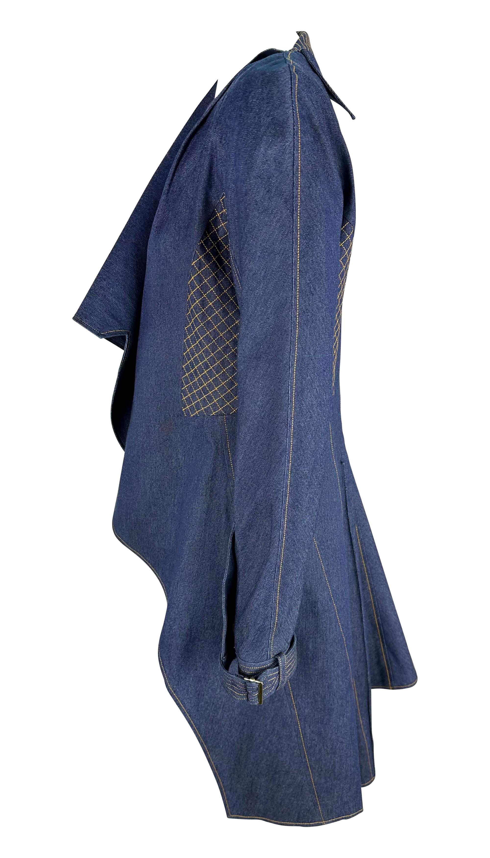 S/S 2000 Christian Dior by John Galliano Asymmetric Denim Blue Jean Coat In Excellent Condition For Sale In West Hollywood, CA