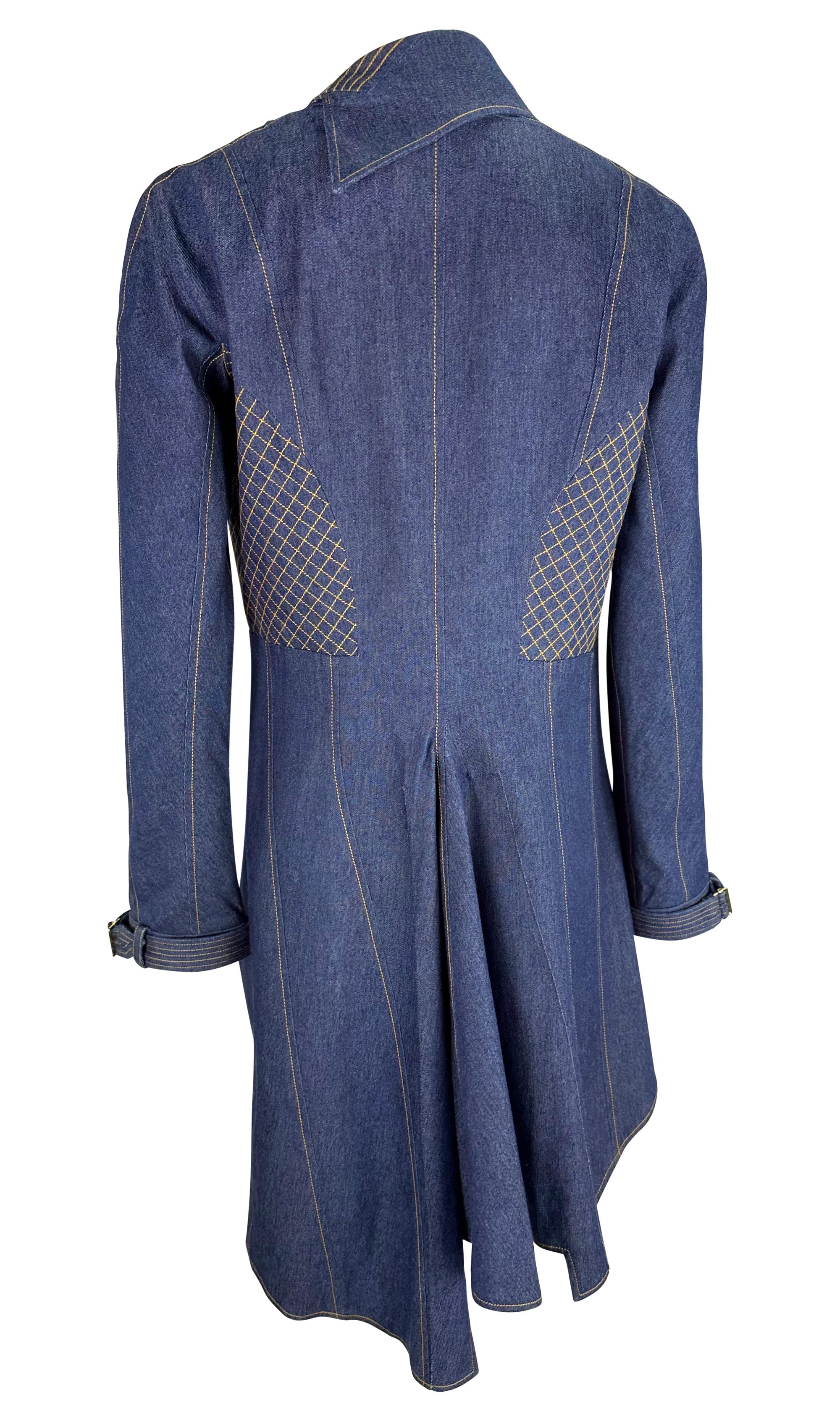 Women's S/S 2000 Christian Dior by John Galliano Asymmetric Denim Blue Jean Coat For Sale