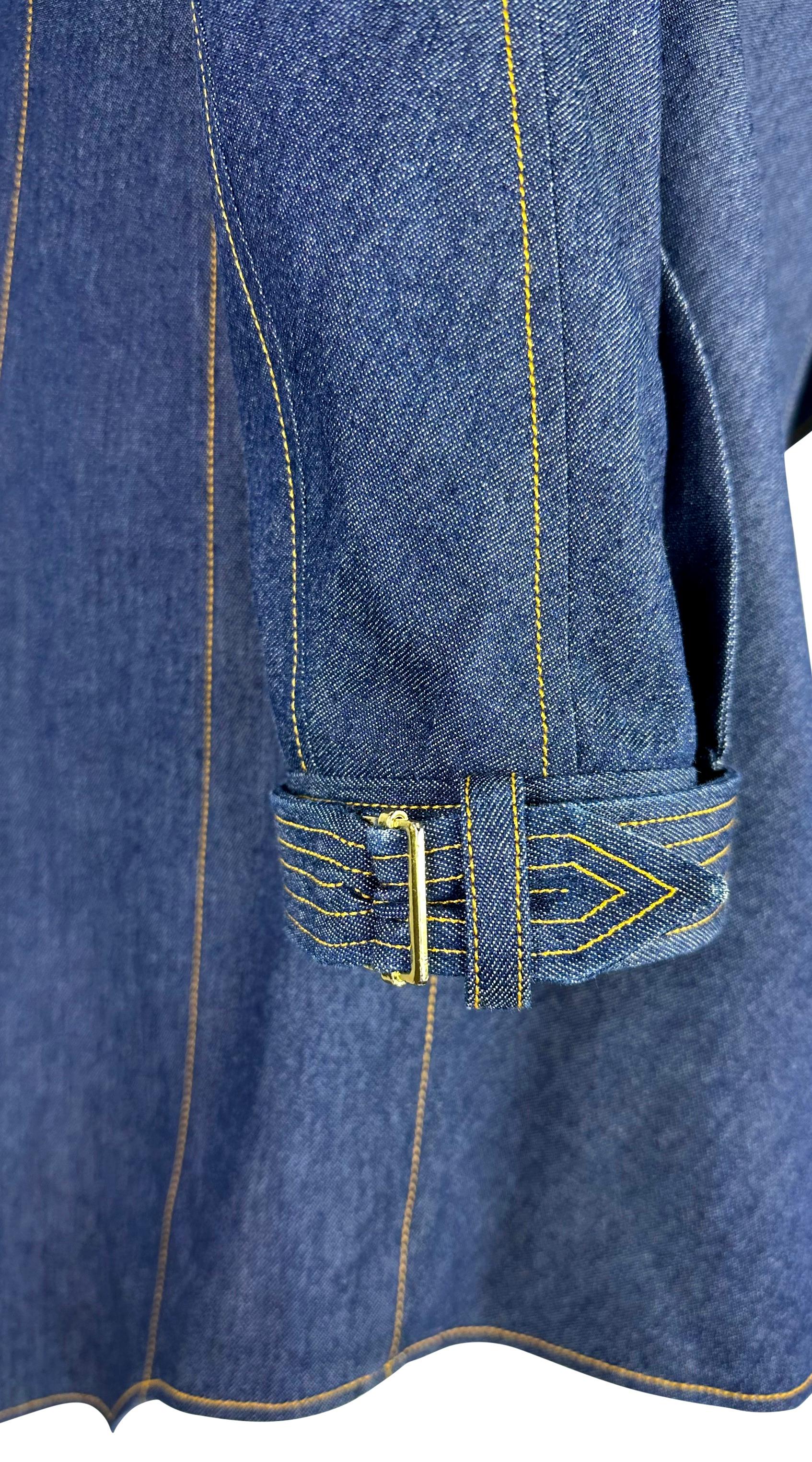 S/S 2000 Christian Dior by John Galliano Asymmetric Denim Blue Jean Coat For Sale 2