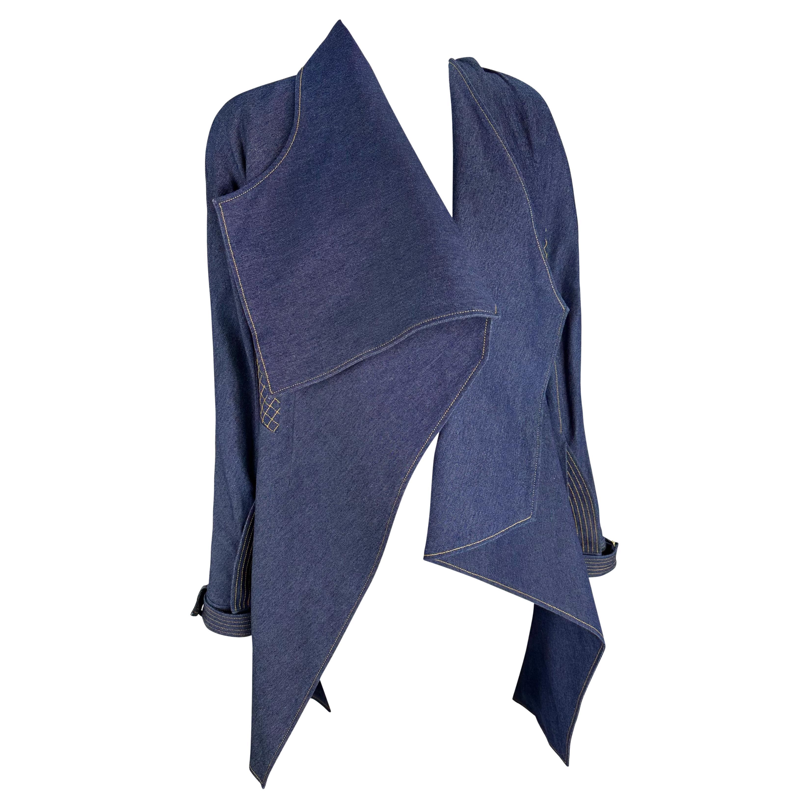 S/S 2000 Christian Dior by John Galliano Asymmetric Denim Blue Jean Coat