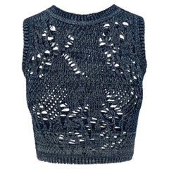 S/S 2000 Christian Dior by John Galliano Blue Sheer Knit Crop Top