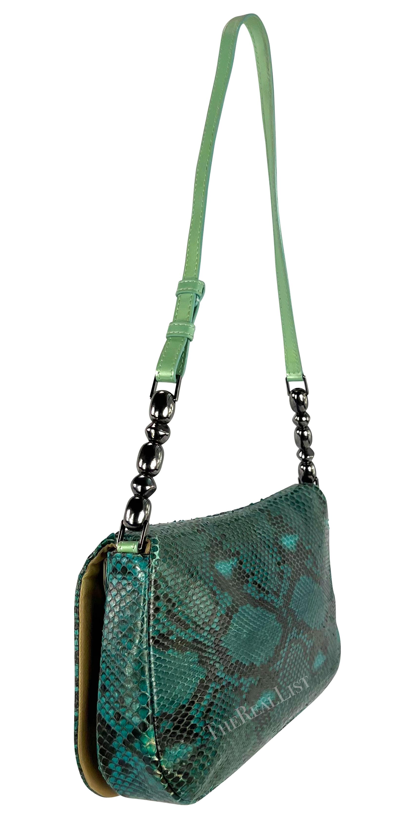 S/S 2000 Christian Dior by John Galliano Blue Snakeskin Malice Flap Shoulder Bag For Sale 1