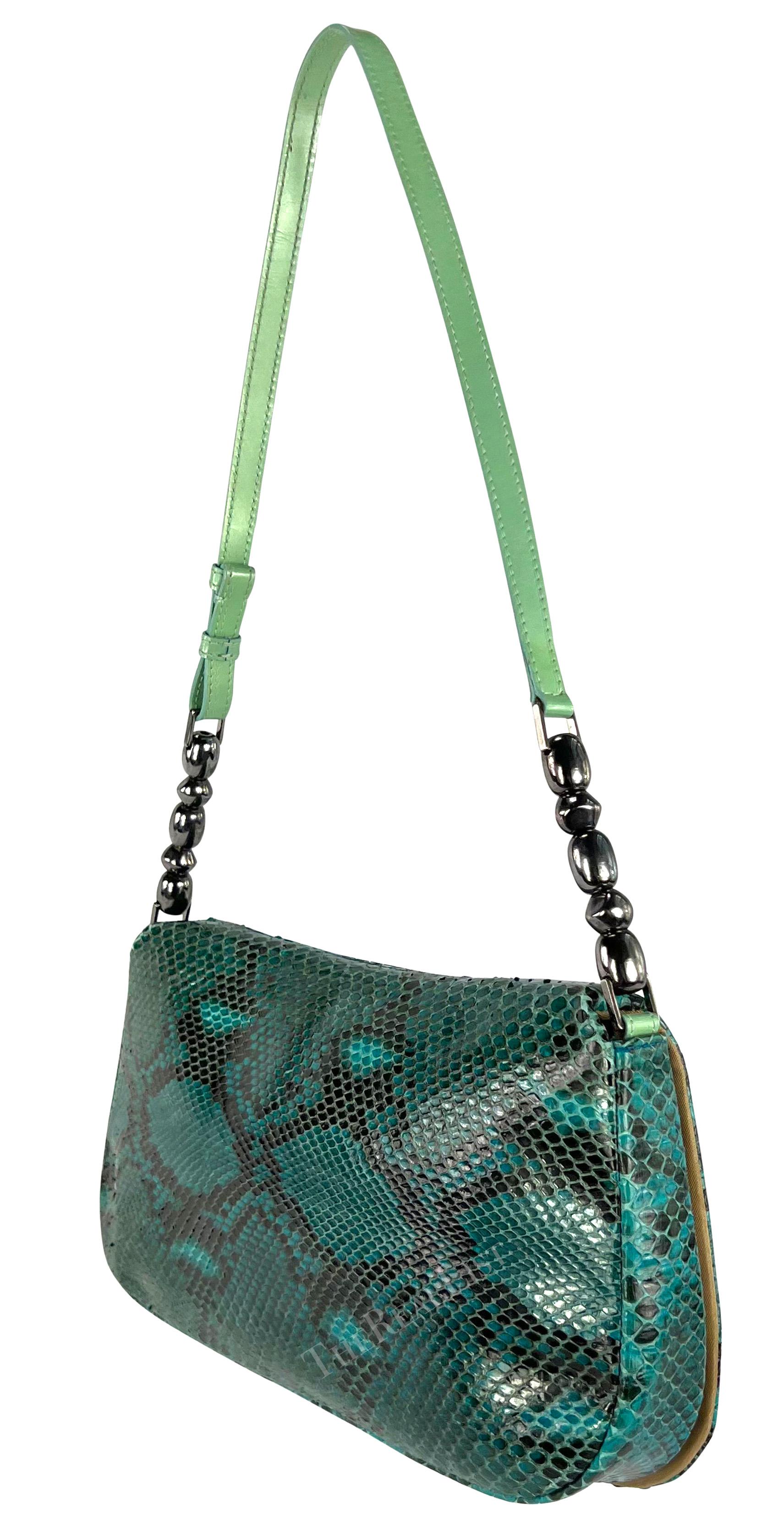 S/S 2000 Christian Dior by John Galliano Blue Snakeskin Malice Flap Shoulder Bag For Sale 3