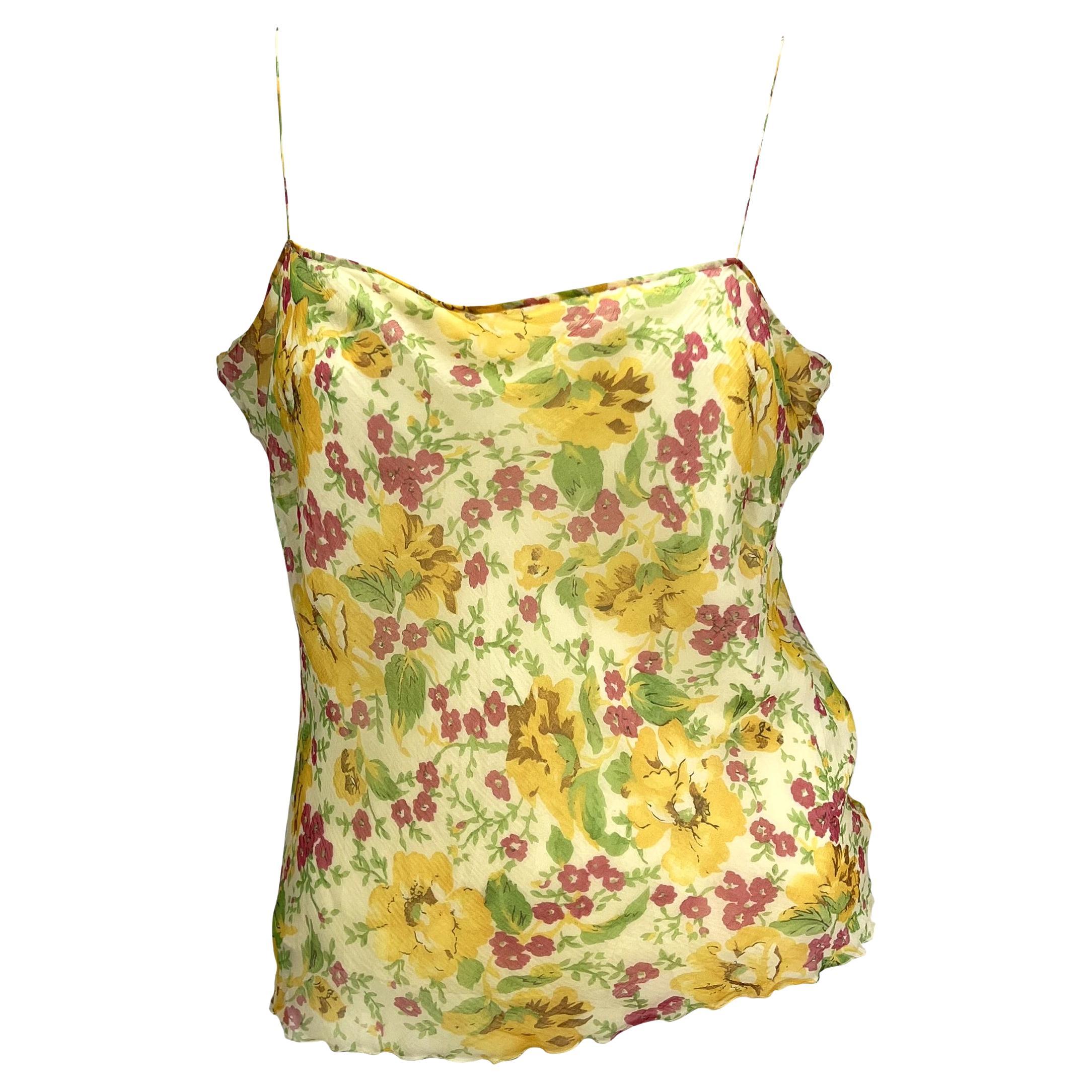 S/S 2000 Christian Dior by John Galliano Floral Print Silk Tent Cami Top  For Sale at 1stDibs