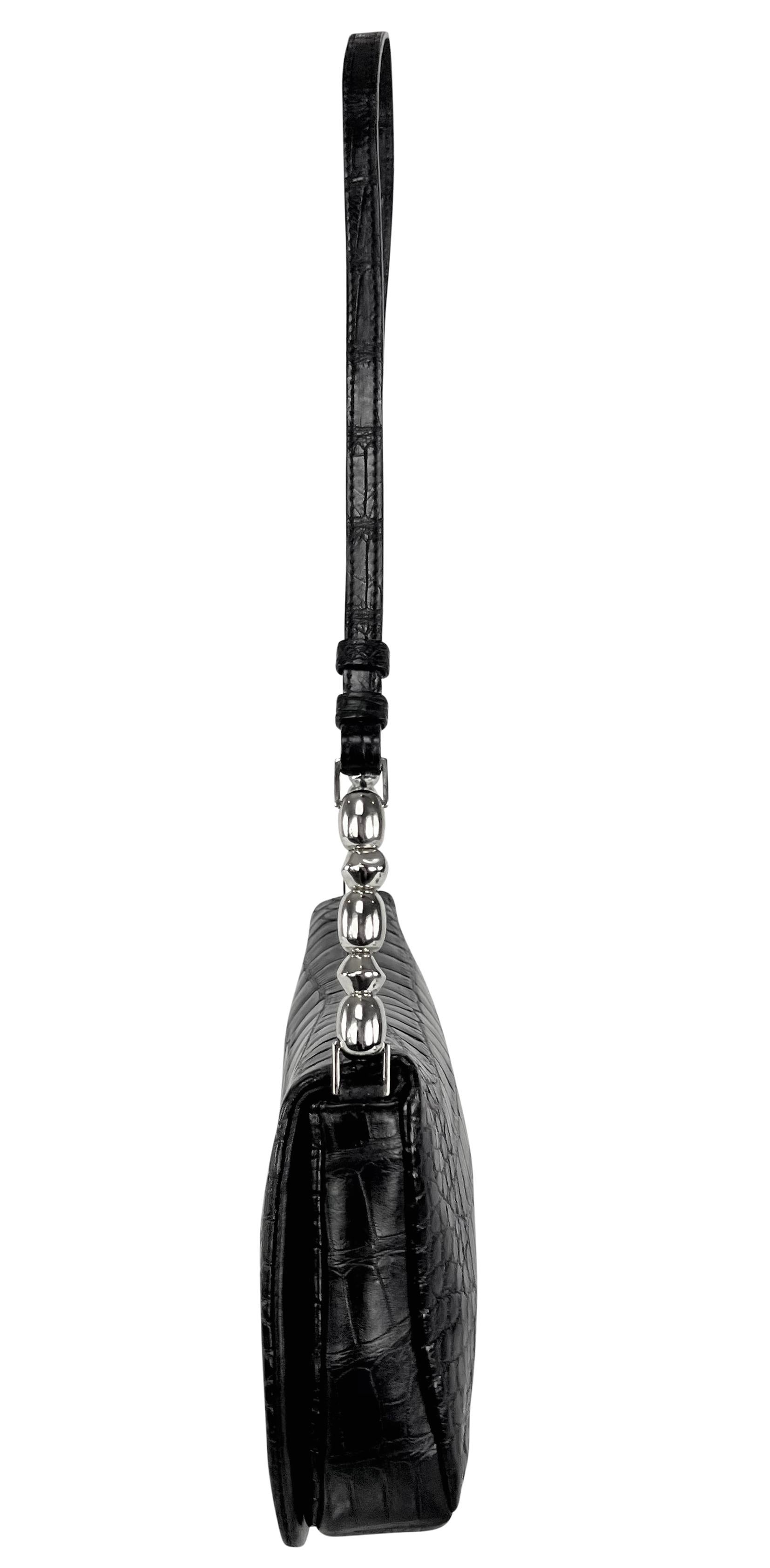 Women's S/S 2000 Christian Dior by John Galliano Genuine Alligator Black Shoulder Bag