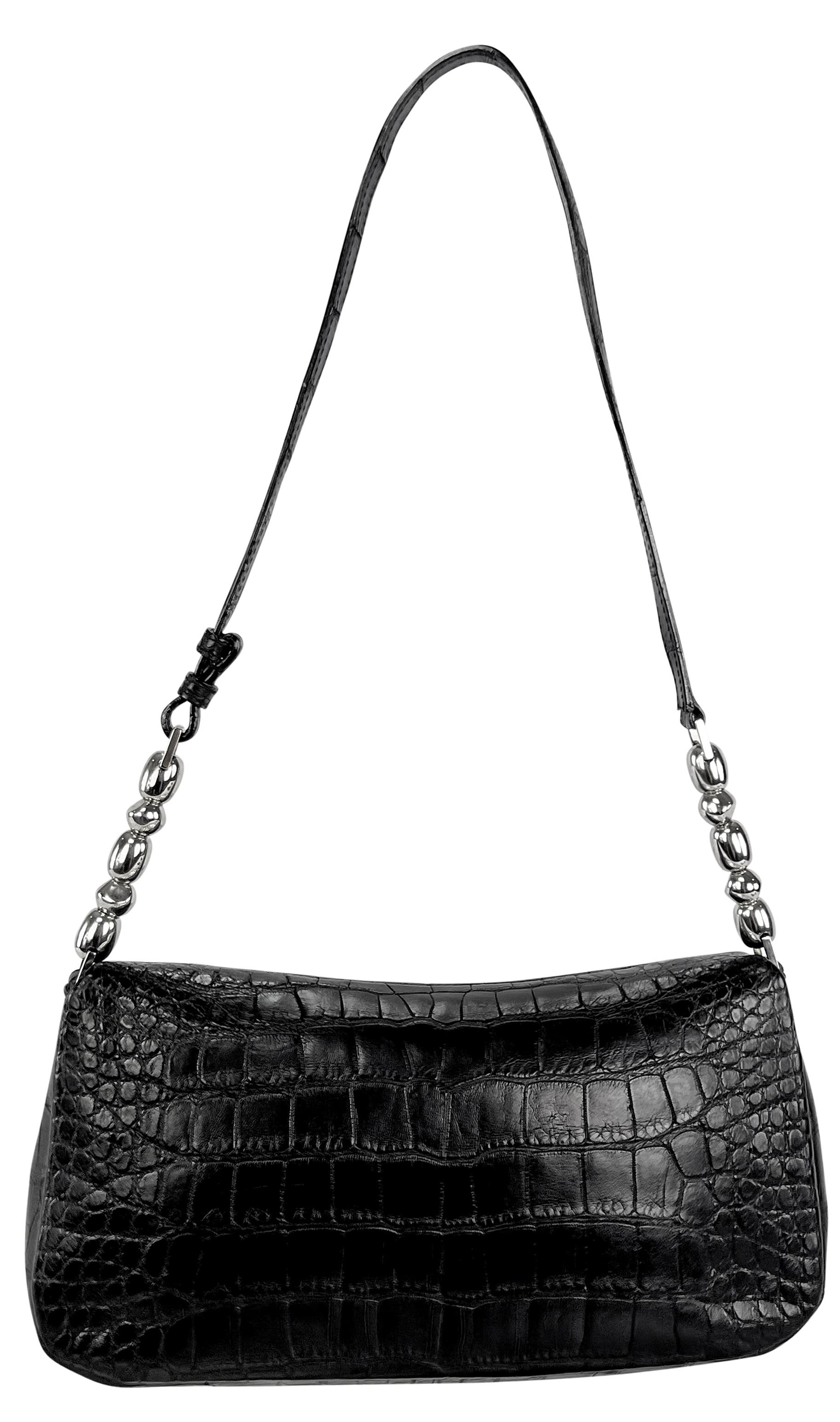S/S 2000 Christian Dior by John Galliano Genuine Alligator Black Shoulder Bag 1