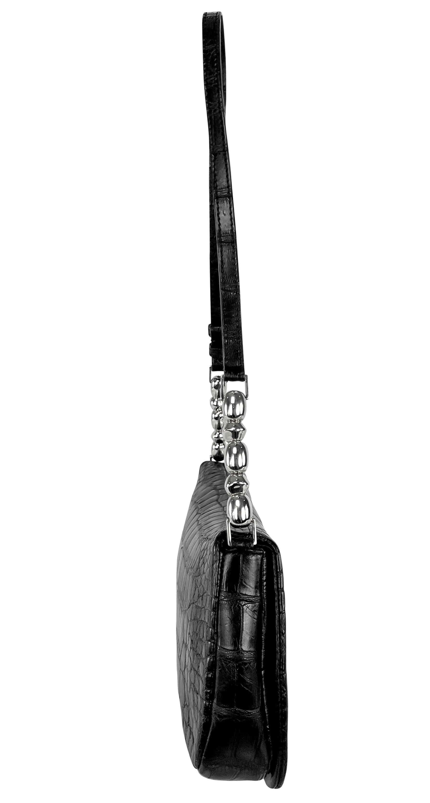S/S 2000 Christian Dior by John Galliano Genuine Alligator Black Shoulder Bag 2