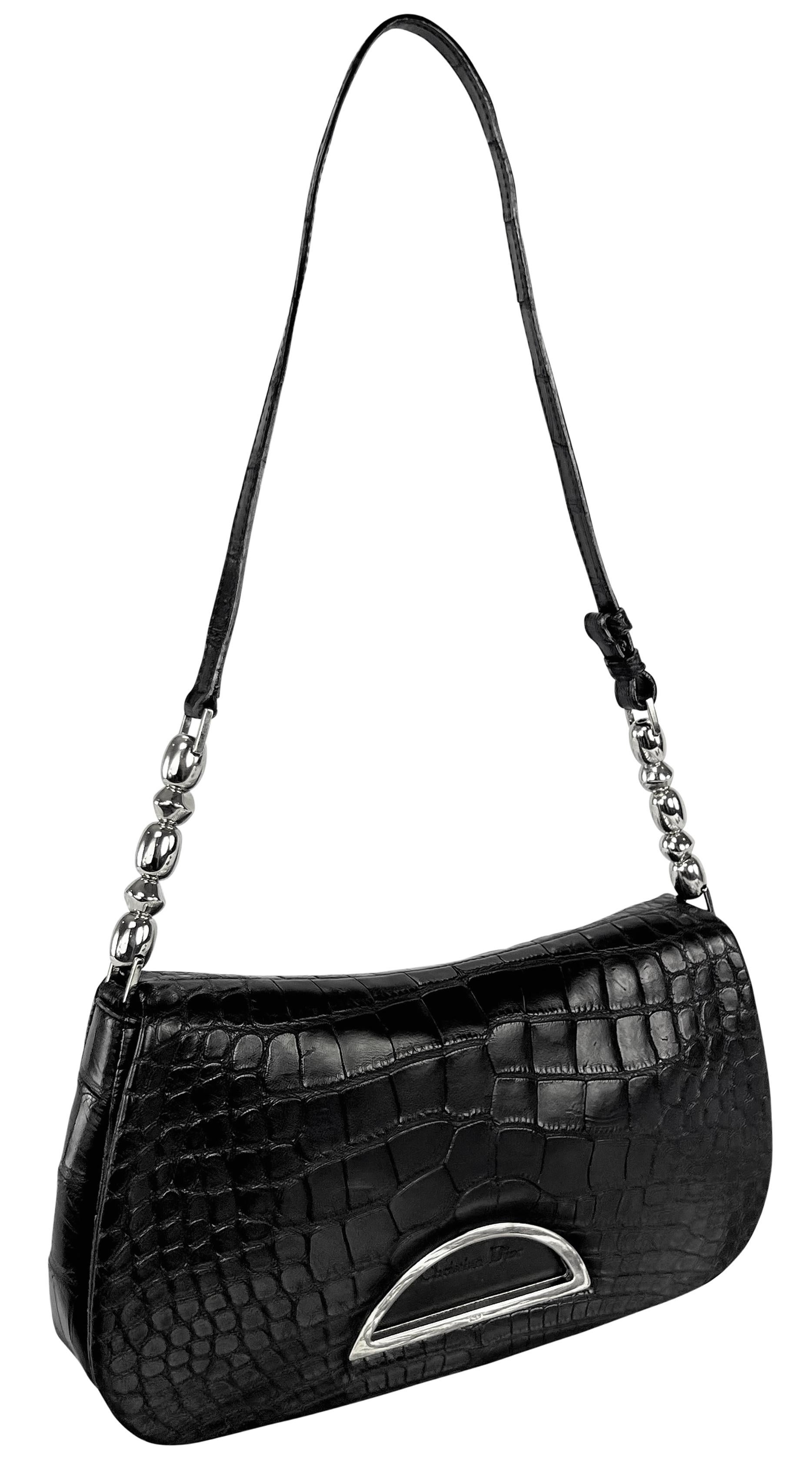 S/S 2000 Christian Dior by John Galliano Genuine Alligator Black Shoulder Bag 3