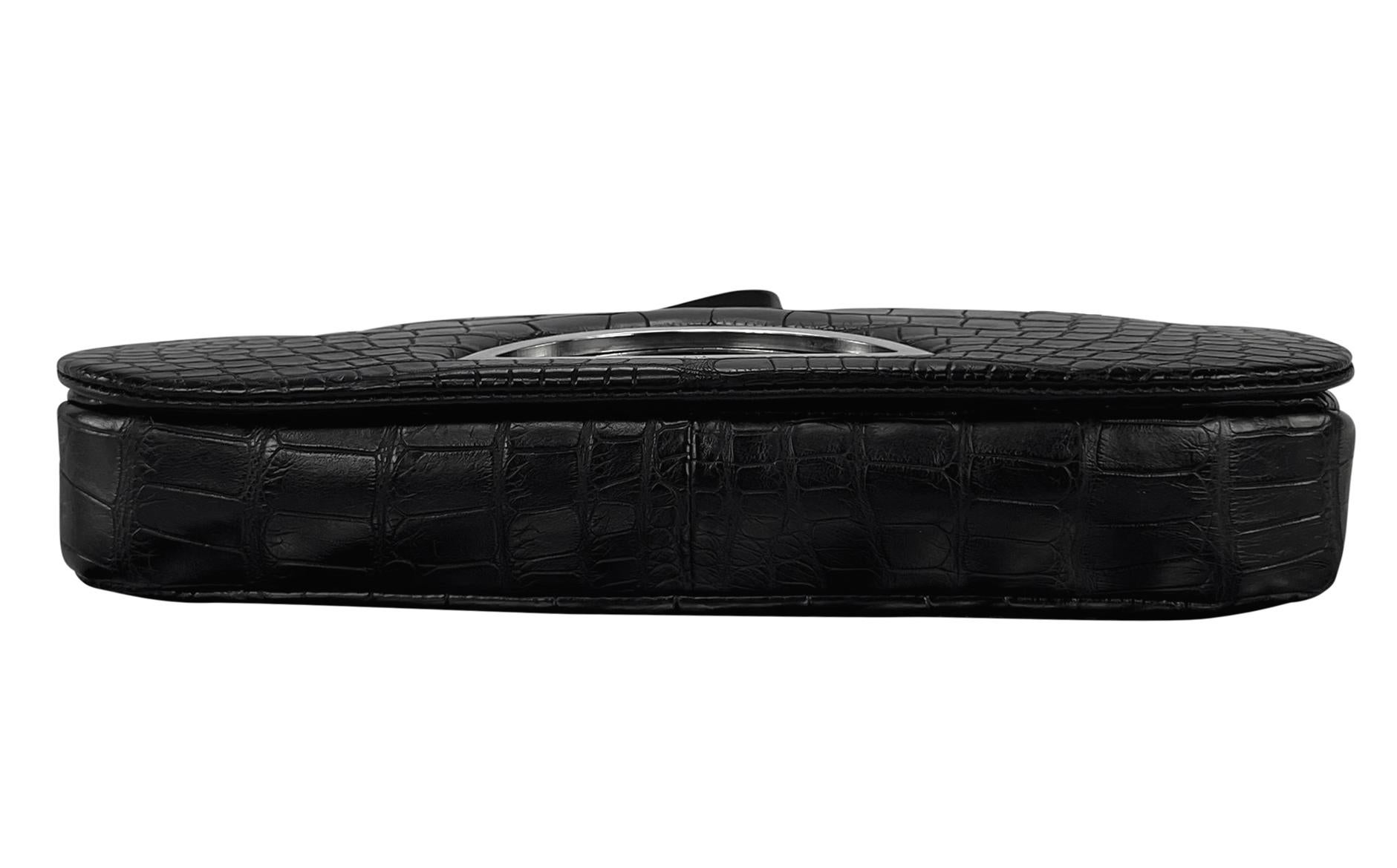 S/S 2000 Christian Dior by John Galliano Genuine Alligator Black Shoulder Bag 4