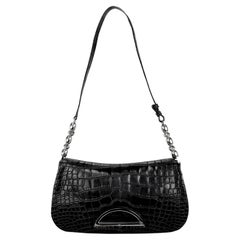 S/S 2000 Christian Dior by John Galliano Genuine Alligator Black Shoulder Bag