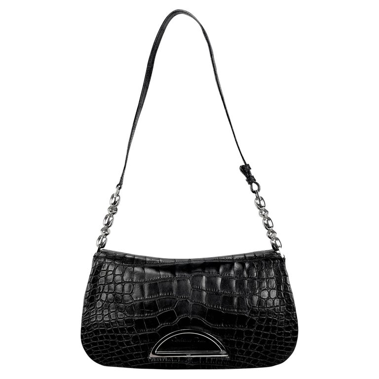 S/S 2000 Christian Dior by John Galliano Genuine Alligator Black Shoulder  Bag