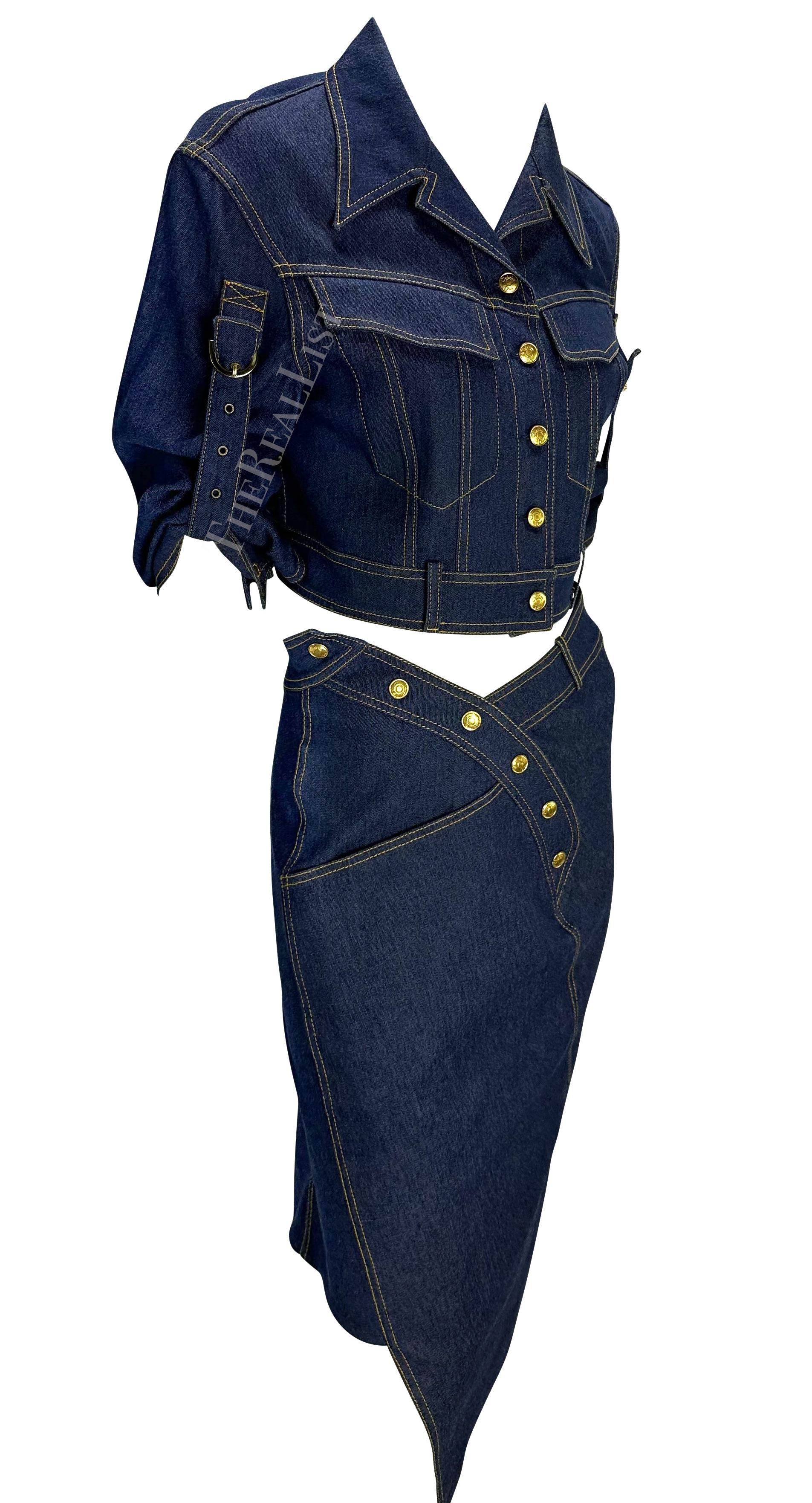 S/S 2000 Christian Dior by John Galliano Runway Denim Asymmetric Logo Skirt Set 1