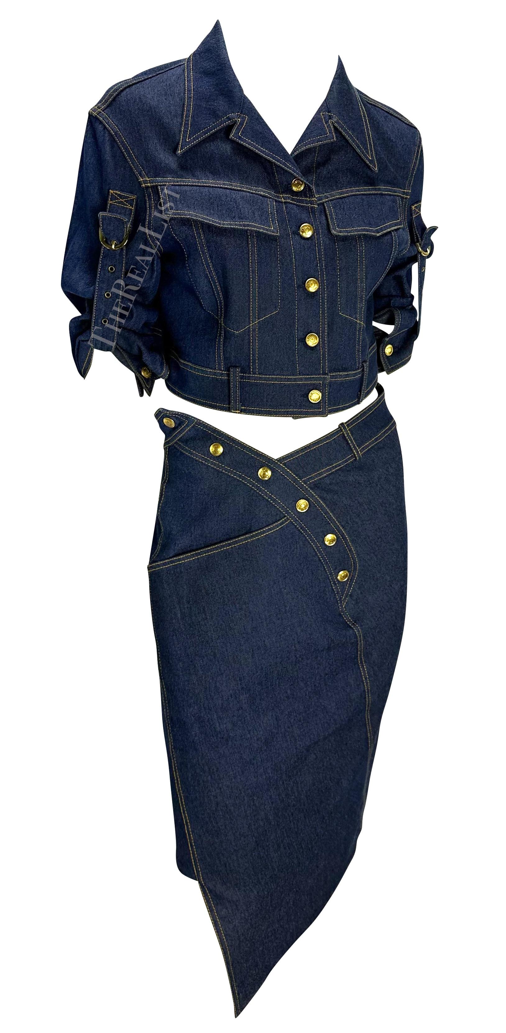 S/S 2000 Christian Dior by John Galliano Runway Denim Asymmetric Logo Skirt Set 2