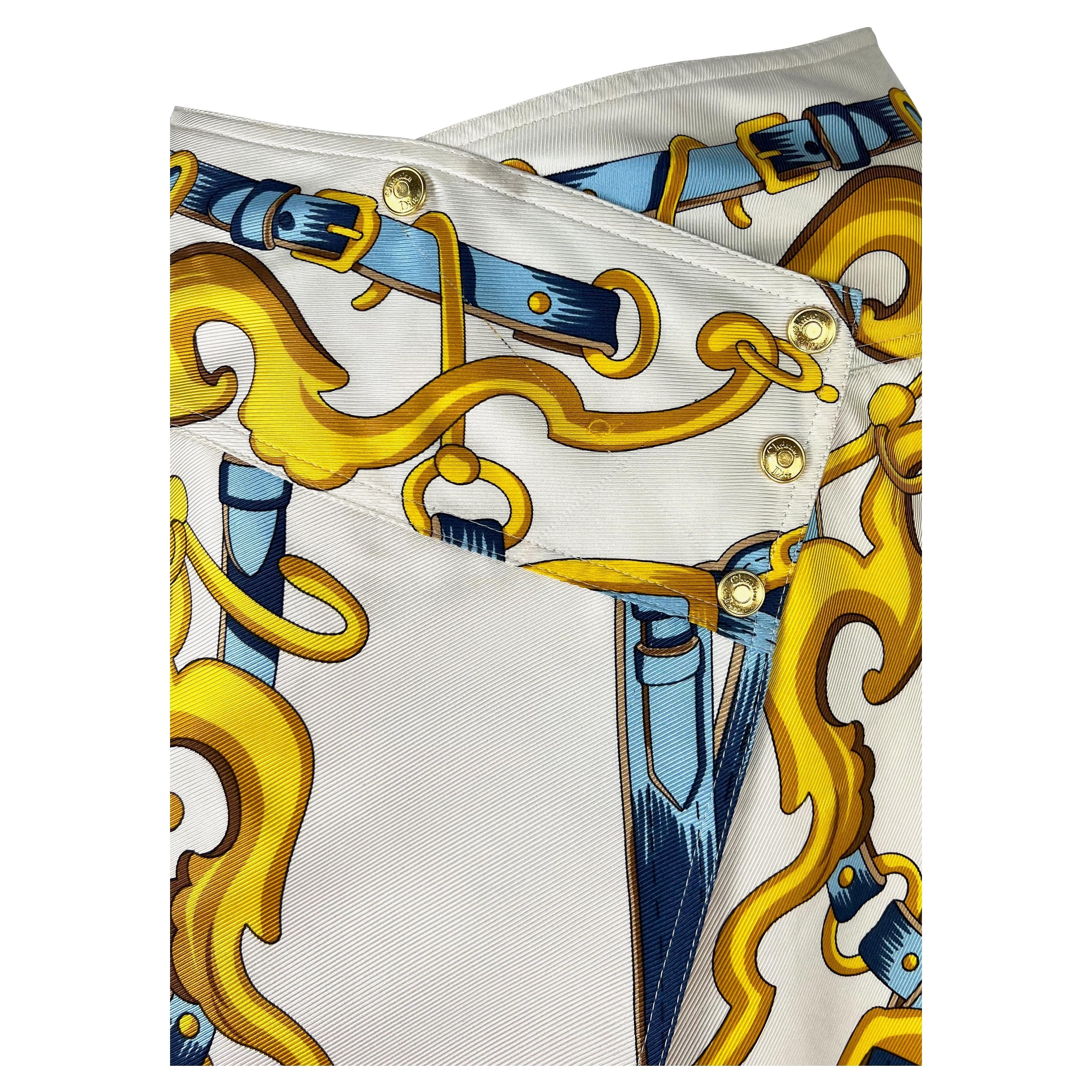 S/S 2000 Christian Dior for Christian Dior by John Galliano Runway White Silk Horsebit Print Skirt (Gonna in seta bianca con stampa del morsetto) in vendita 3