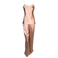 2000's Christian Dior John Galliano Pink Silk Sheer Mesh Pants Top Set