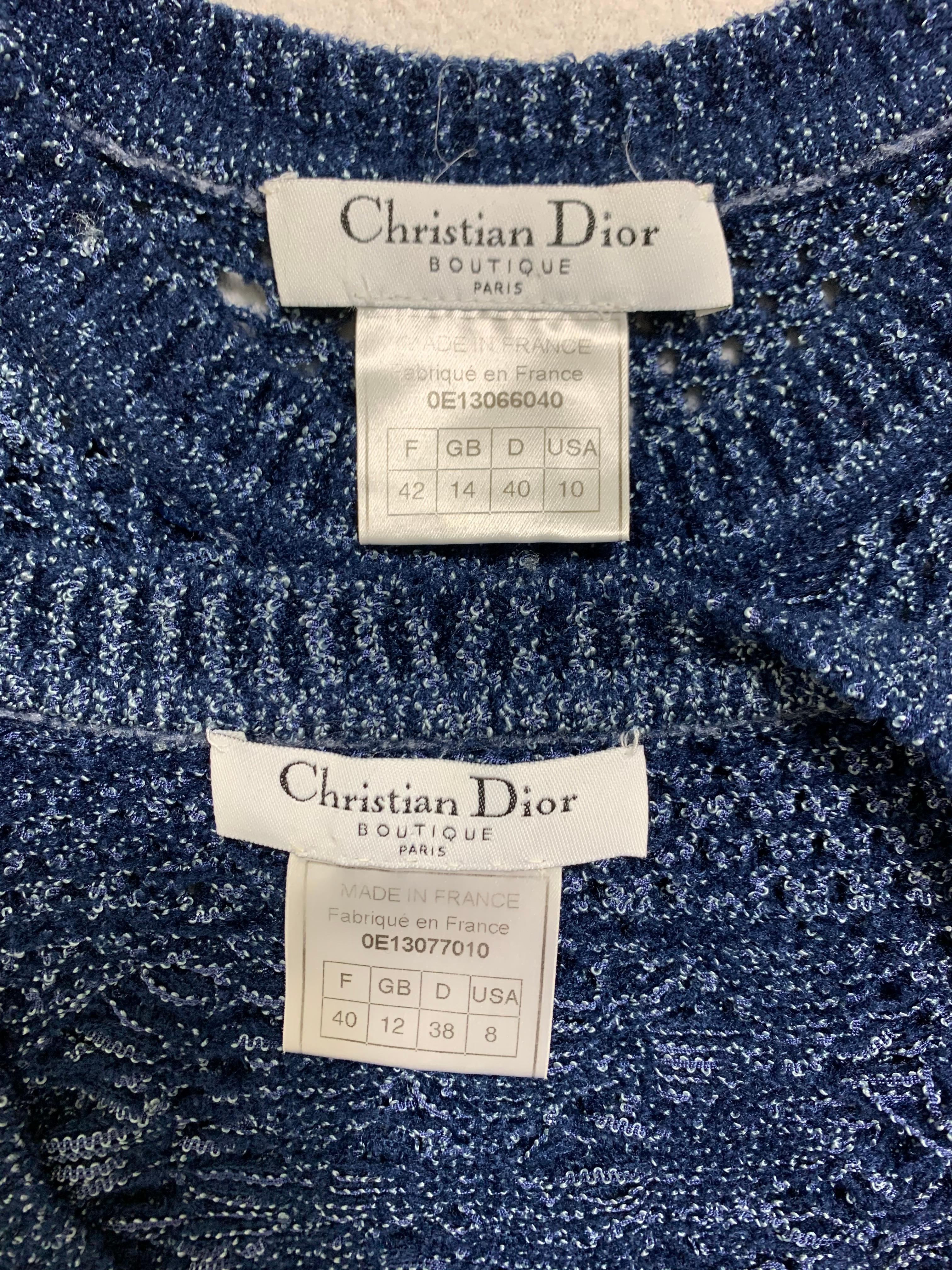 S/S 2000 Christian Dior John Galliano Runway Sheer Blue Knit Dress & Jacket 1